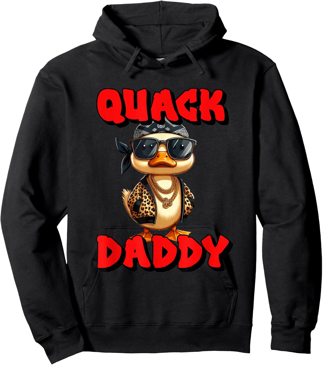 Quack Daddy Duck Cool Rap Hip Hop Duck Glasses Chains Hoodie - Hoodie | Black