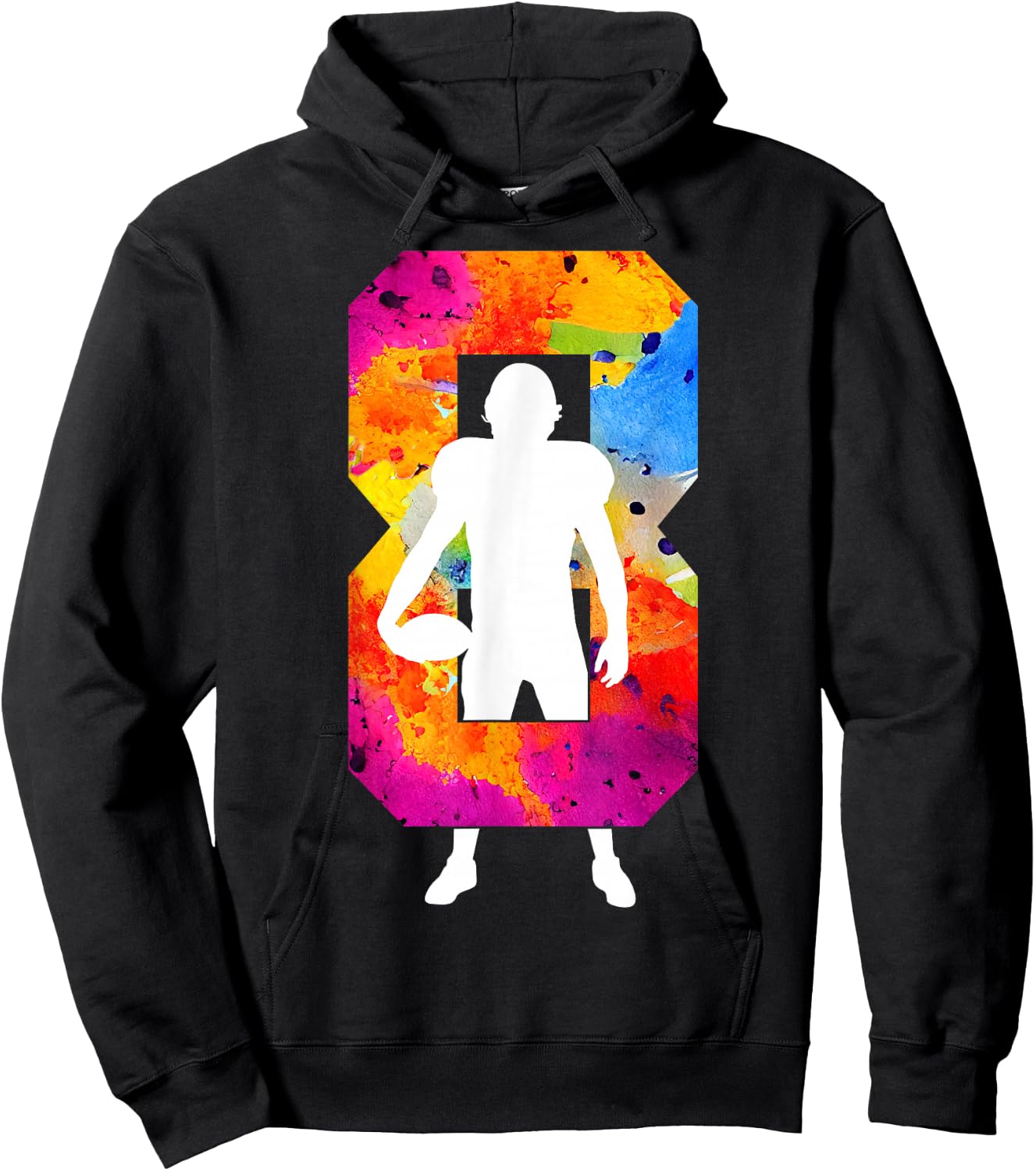 Number 8 Years Football 8th Birthday Hoodie - Hoodie | Black