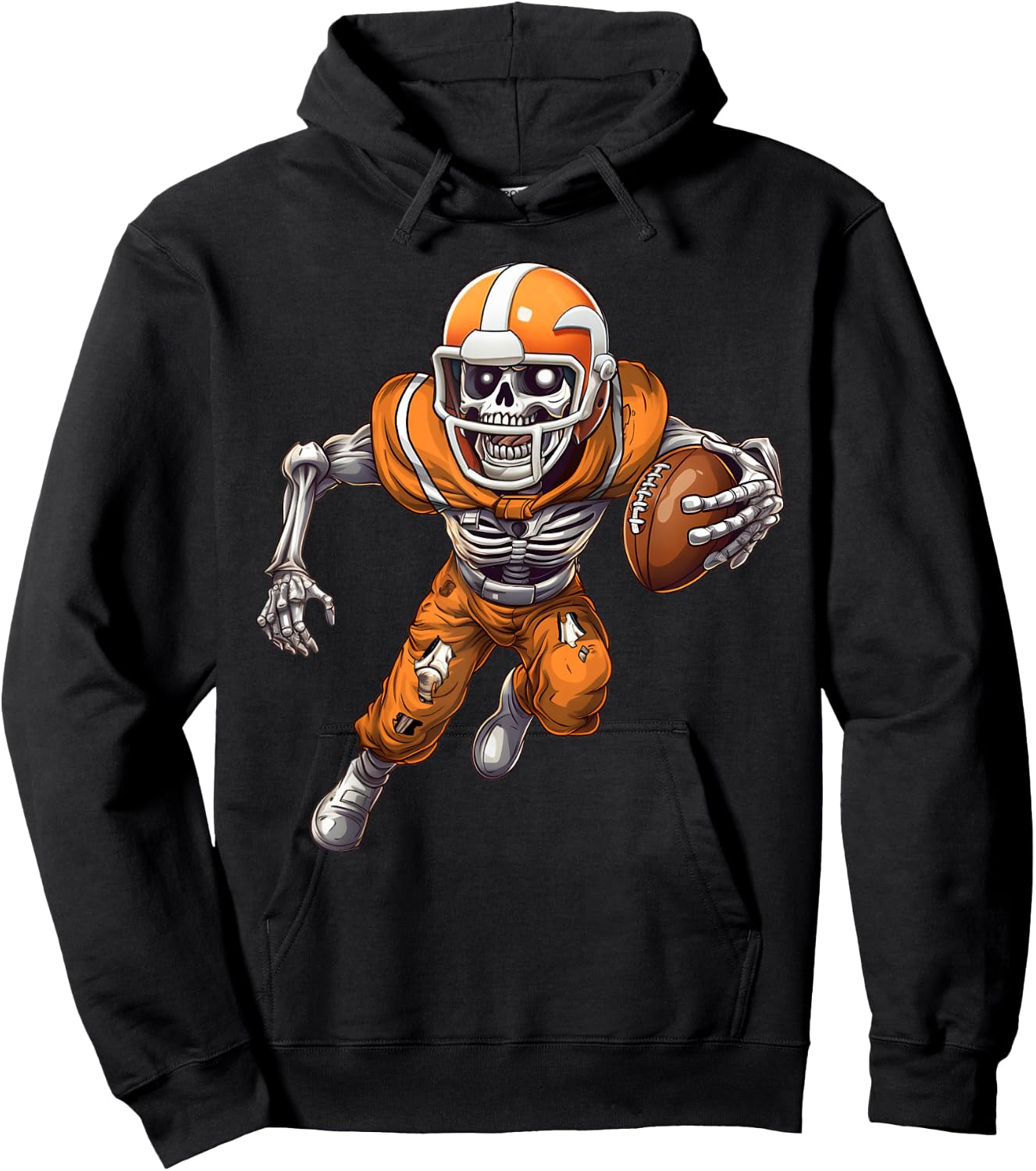 Funny Halloween Shirts Men Boys Skeleton Playing Football Hoodie - Hoodie | Black