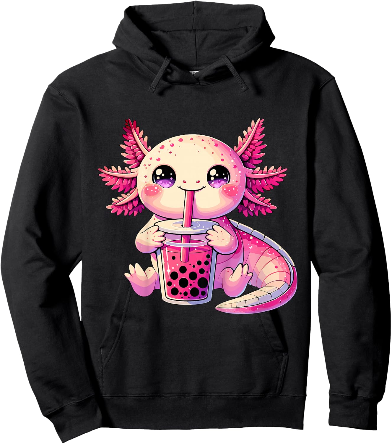 Axolotl Bubble Boba Tea Cute Kawaii Axolotl Hoodie - Hoodie | Black