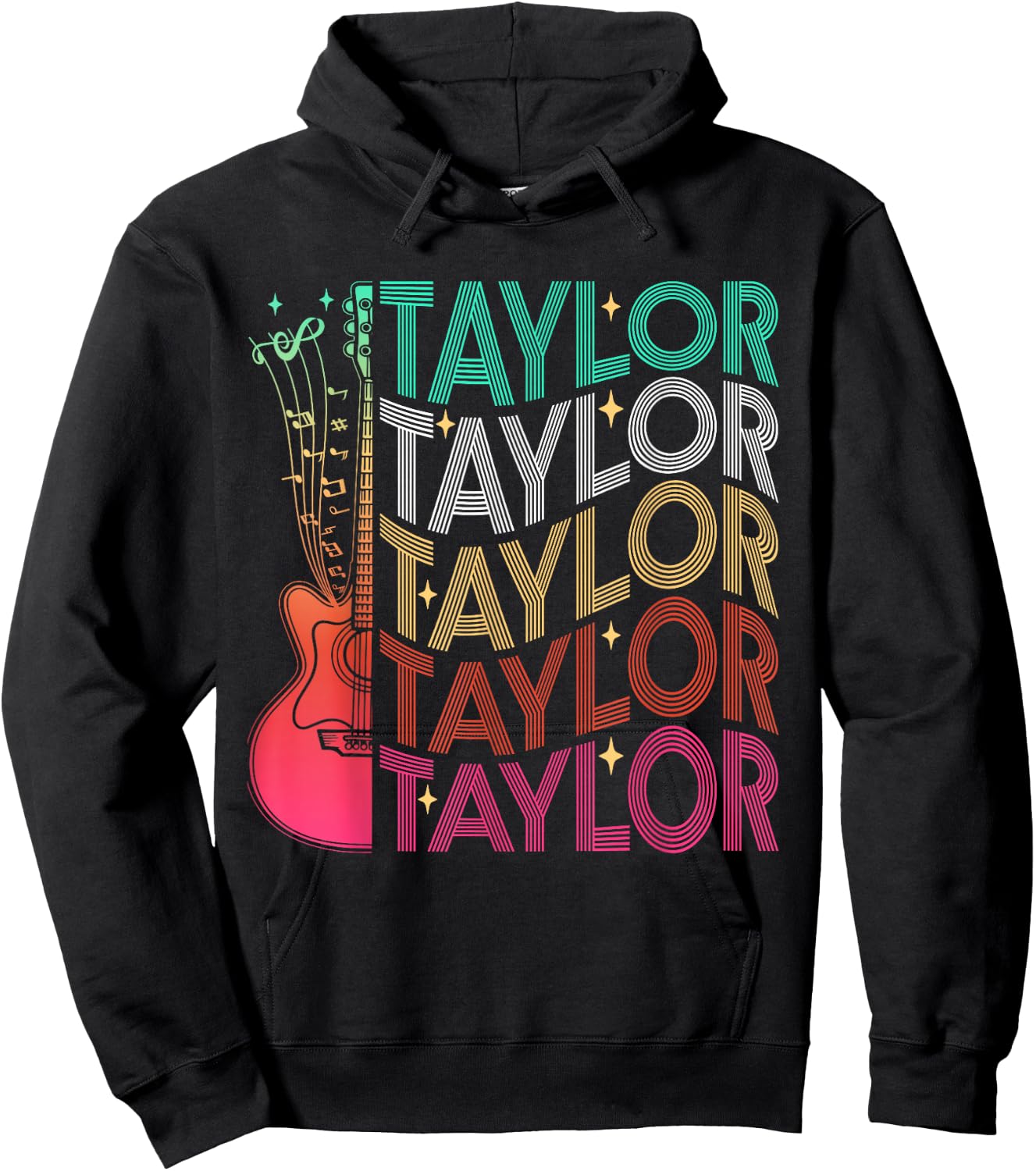 Taylor First Name I Love Taylor Girl Groovy 80's Vintage Hoodie - Hoodie | Black
