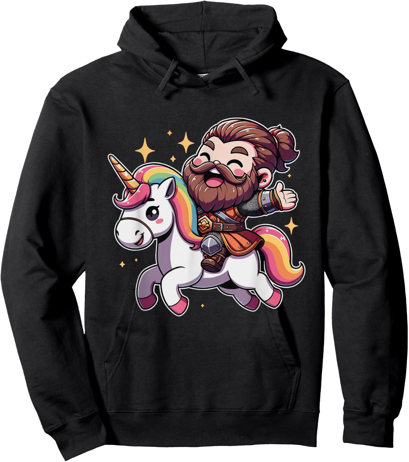 Epic Viking Riding A Unicorn Hoodie - Hoodie | Black