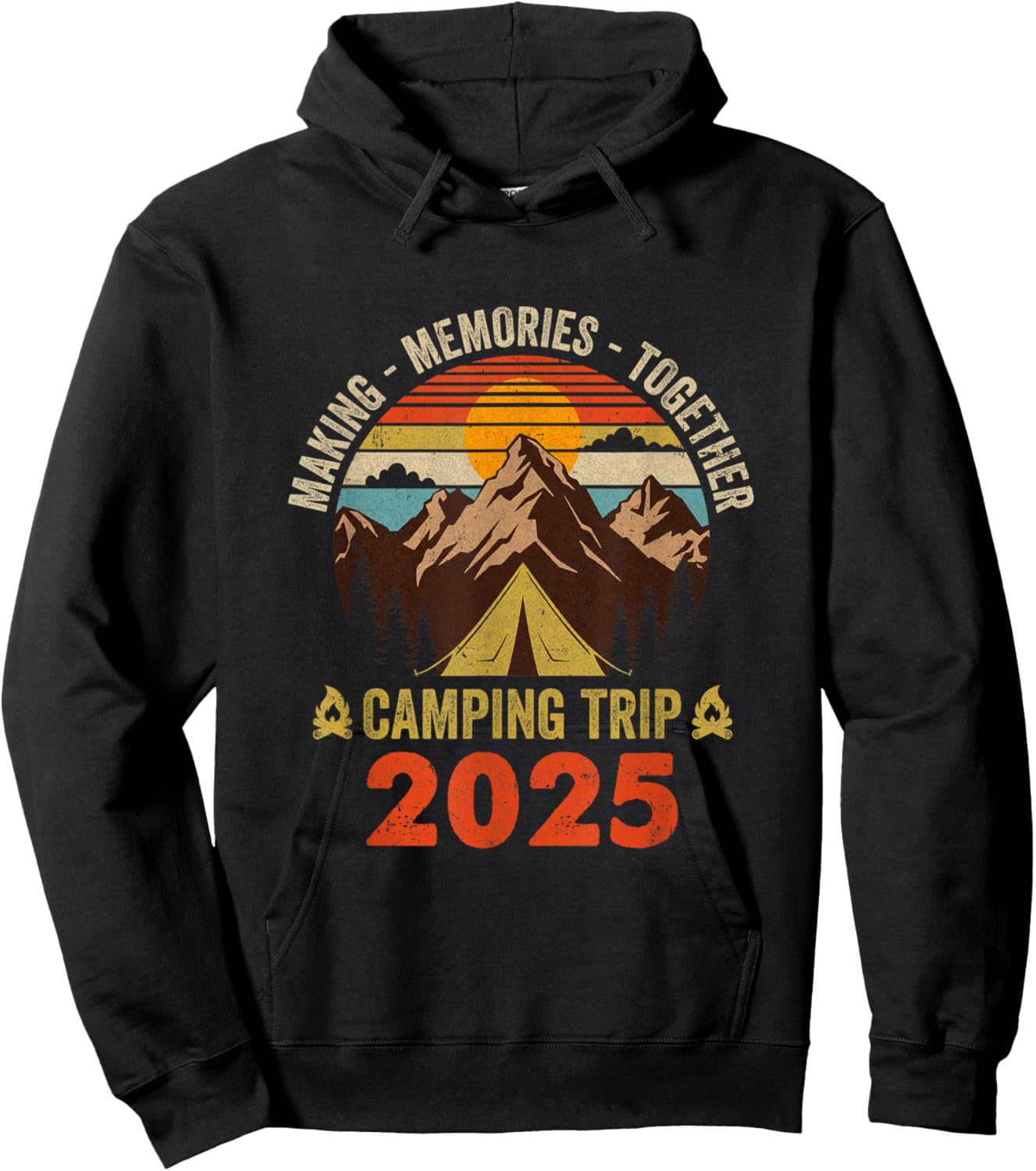 Vintage Camper Camp Family Camping Trip 2025 Matching Group Hoodie - Hoodie | Black