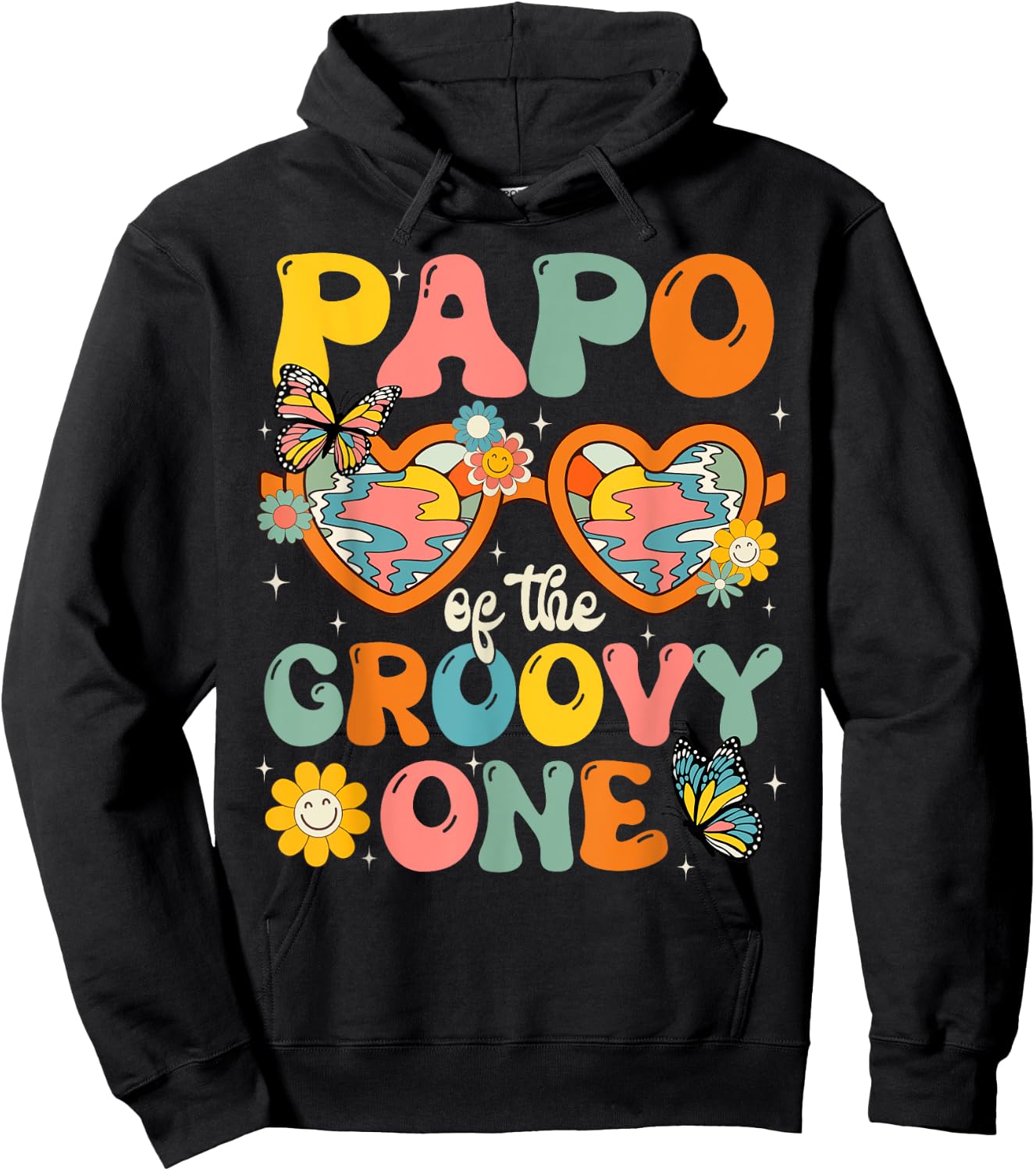 Papo of the Groovy One Glasses Birthday Party Hoodie - Hoodie | Black