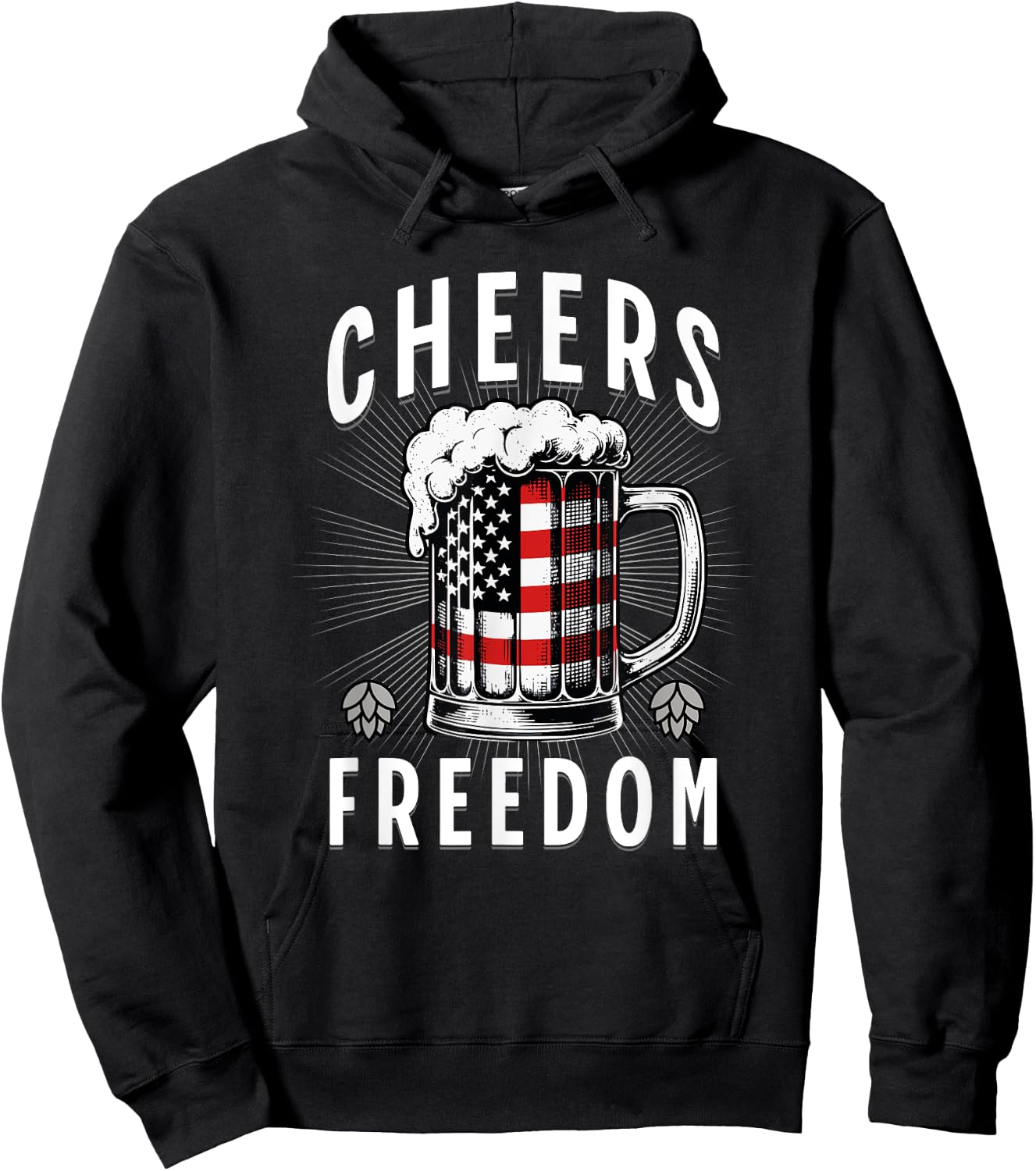 4th of July Beer Drinking American Flag Pride Merica USA Men Hoodie - Hoodie | Black