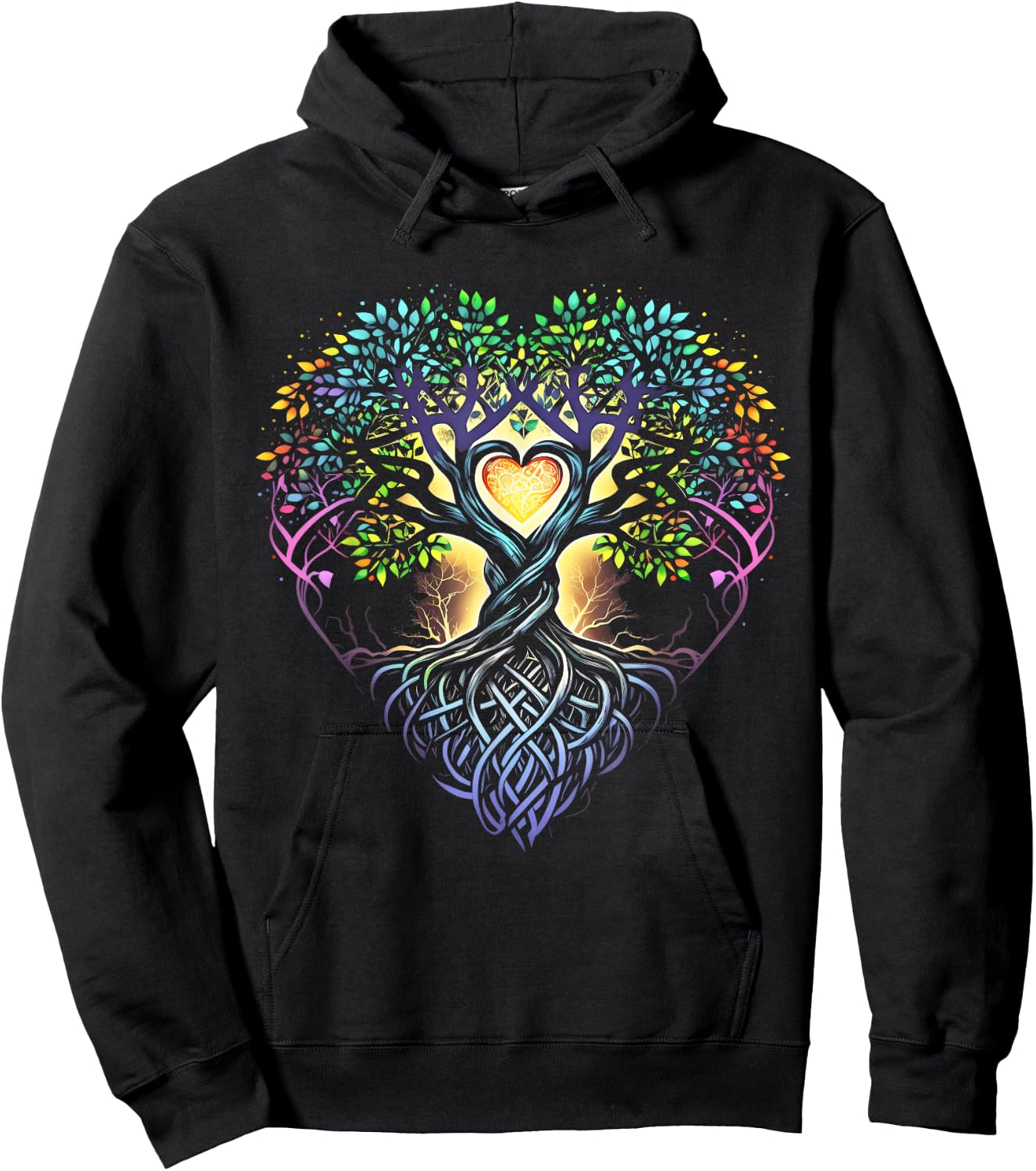 Norse, Viking, Yggdrasil, Celtic, Tree Of Life, Heart Hoodie - Hoodie | Black