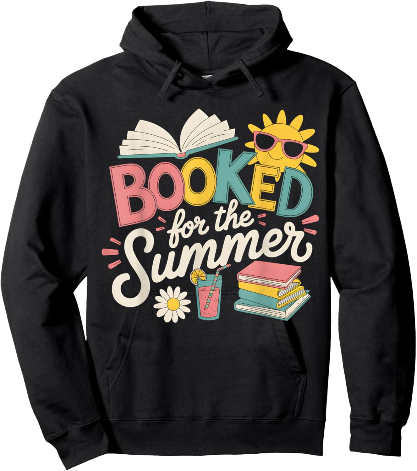 Booked For The Summer Reading Funny Bookworm Reader Beach Hoodie - Hoodie | Black