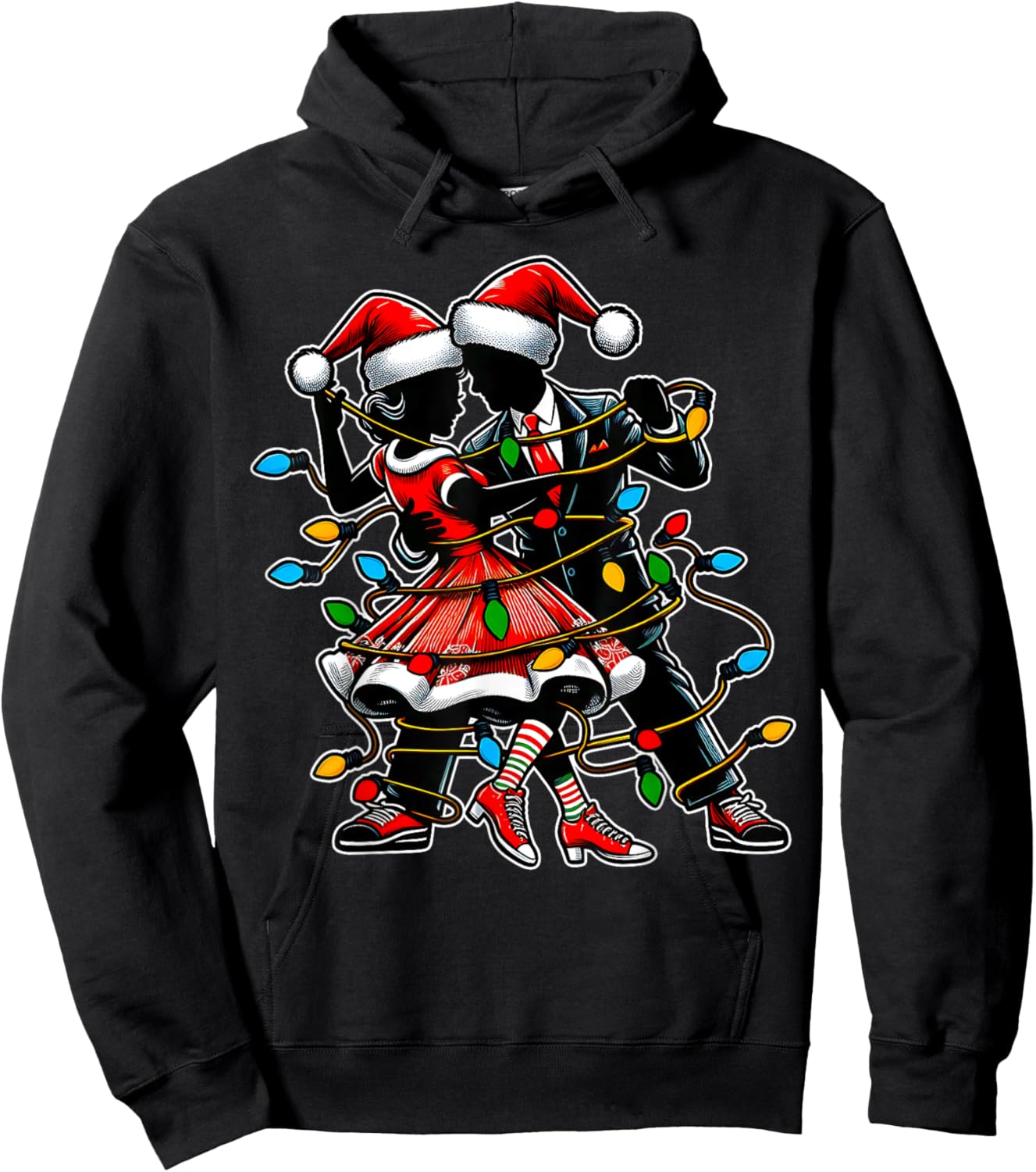 Sock Hop Dance 50s Christmas Hat Xmas Hoodie - Hoodie | Black