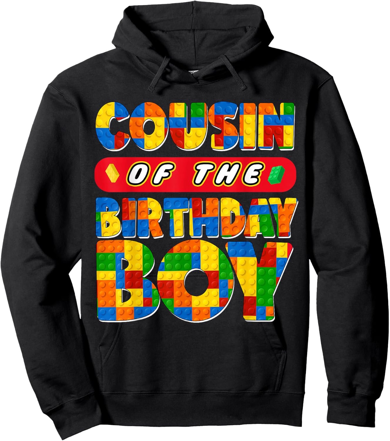 Cousin Birthday Boy Building Bricks Family Party Decor Hoodie - Hoodie | Black