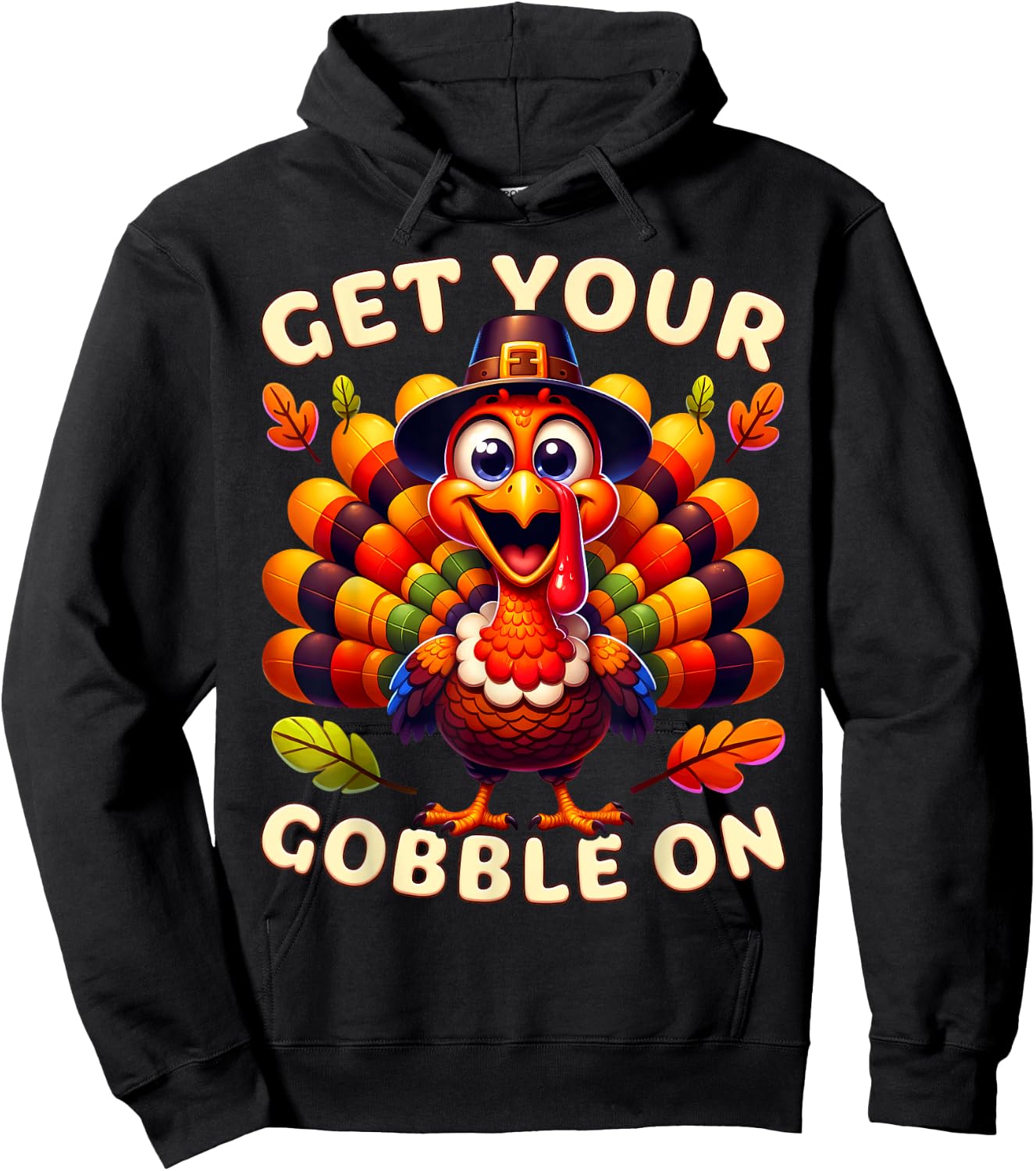 Thanksgiving Funny Pilgrim Turkey Get Your Gobble On Hoodie - Hoodie | Black