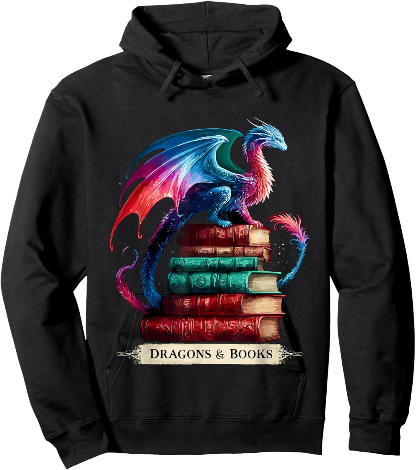 Dragons and Books Dragonworm Book lover Reading Hoodie - Hoodie | Black