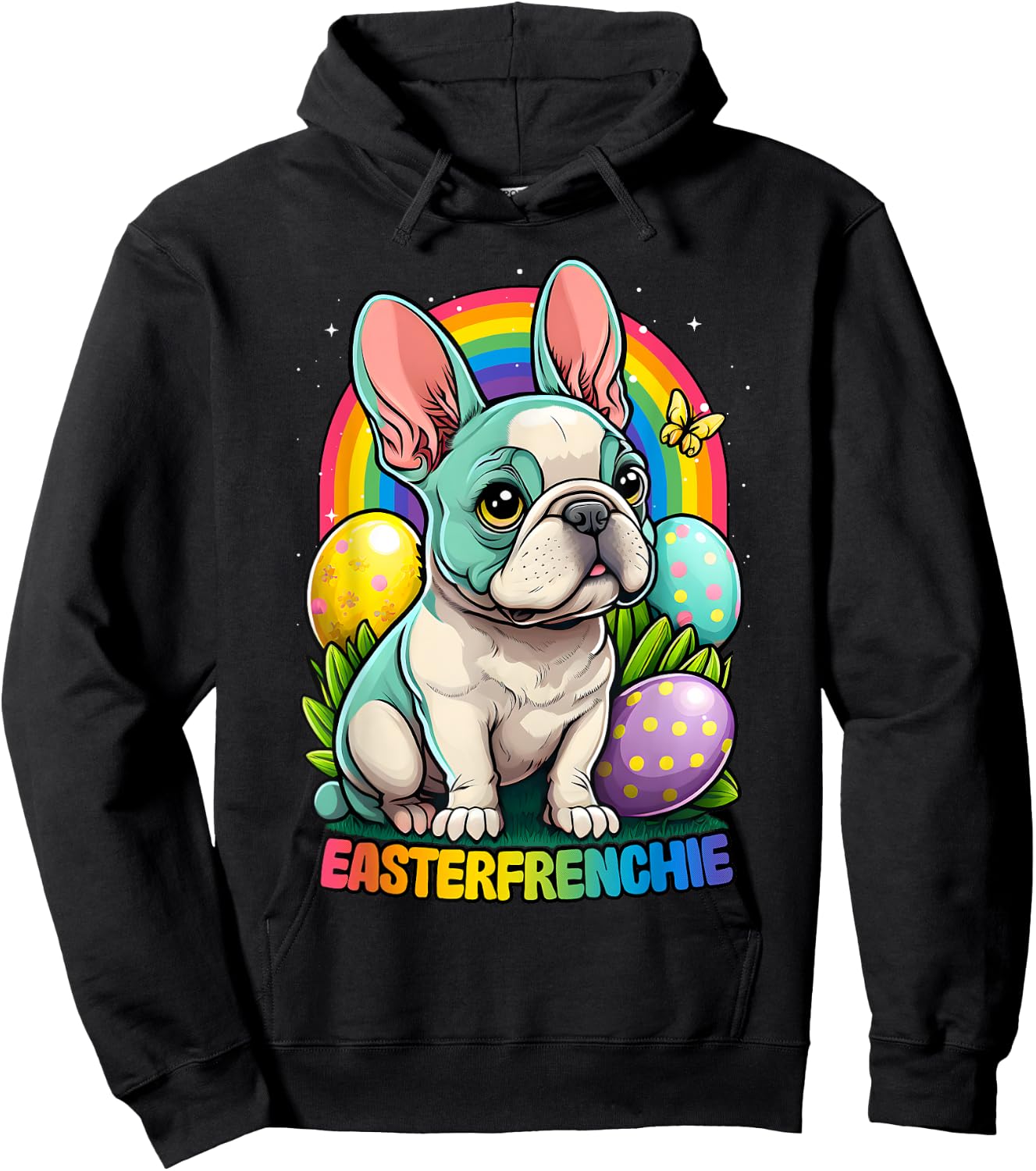 Funny Easter French Bulldog Easterfrenchie Cute Frenchie Hoodie - Hoodie | Black