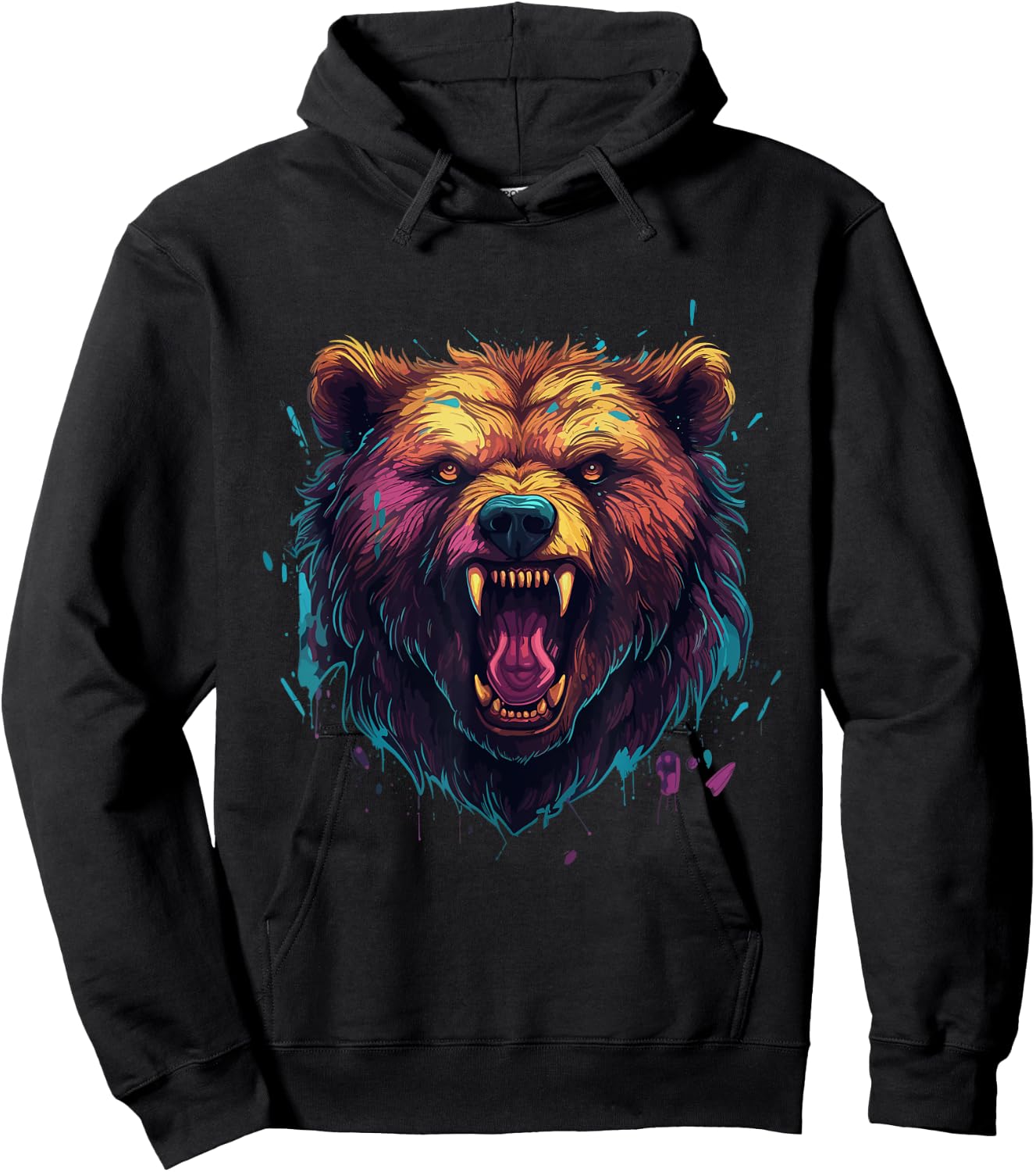 Angry Bear Grizzly Bear Hoodie - Hoodie | Black
