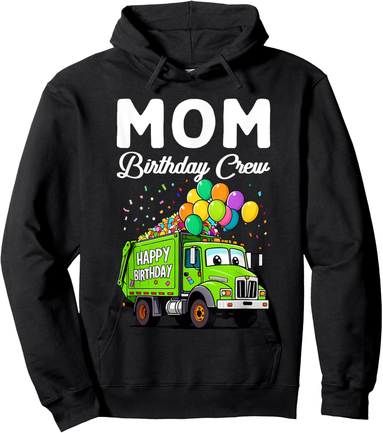 Mom Birthday Crew Boys Garbage Truck Bday Family Matching Hoodie - Hoodie | Black