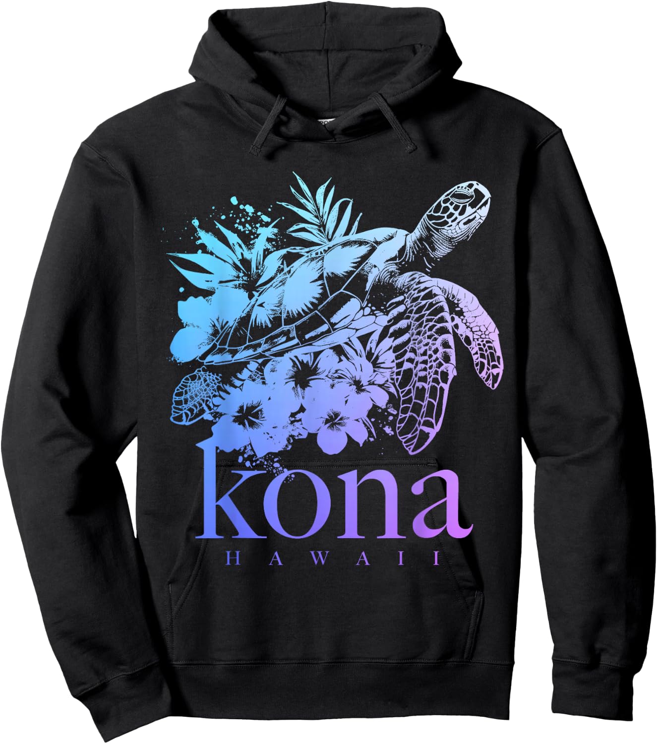 Kona Hawaii Sea Turtle Hawaiian Surfer Souvenir Hoodie - Hoodie | Black
