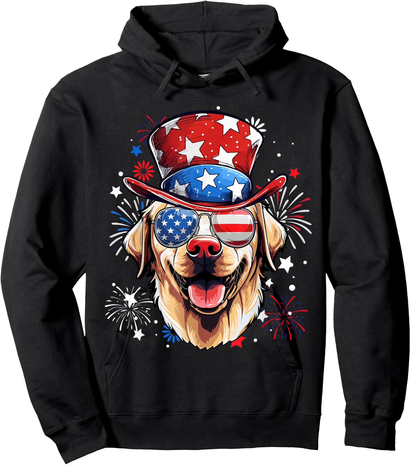 Labrador Retriever Patriotic USA Flag 4th Of July Dog Lover Hoodie - Hoodie | Black