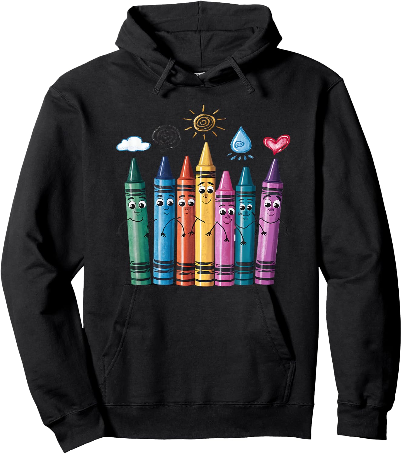 Fashionable Crayon Mood Color Crayons Friyay Teacher Life Women Kids Hoodie - Hoodie | Black