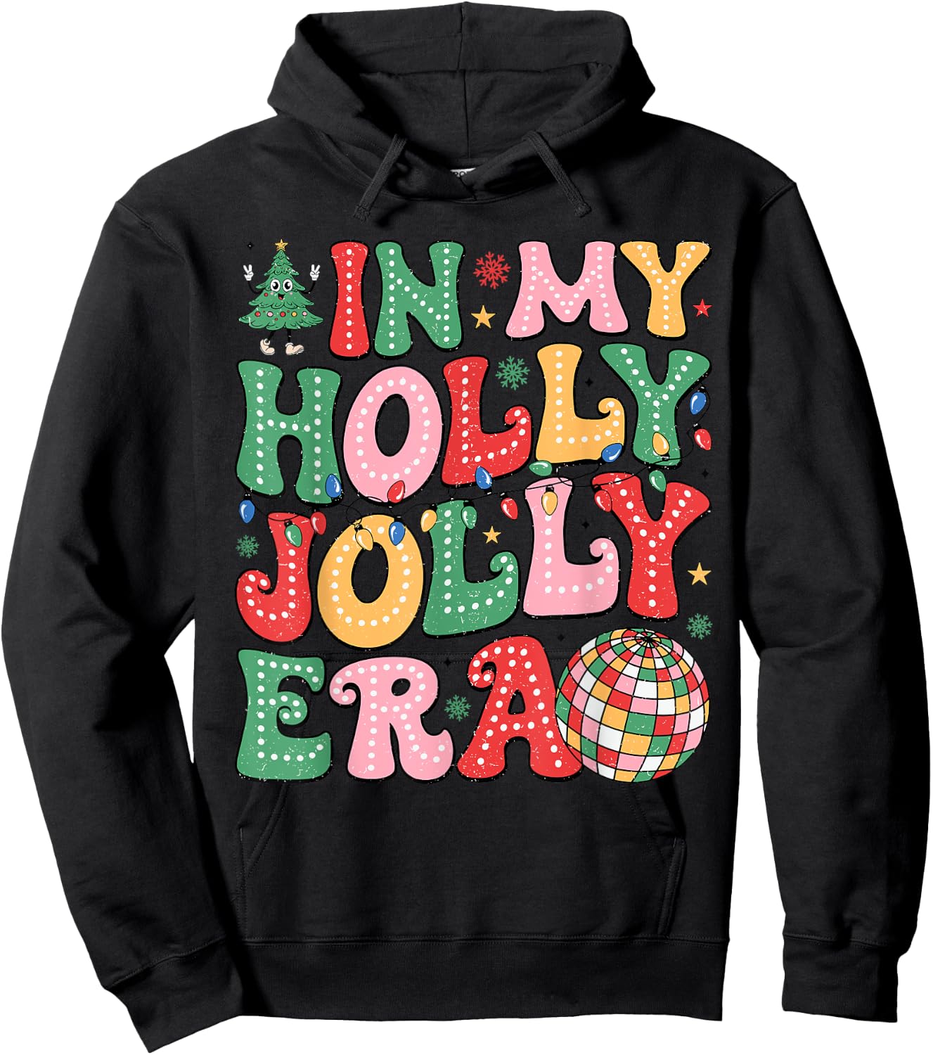 Vintage In My Holly Xmas Jolly Era Christmas Doodle Dots Hoodie - Hoodie | Black