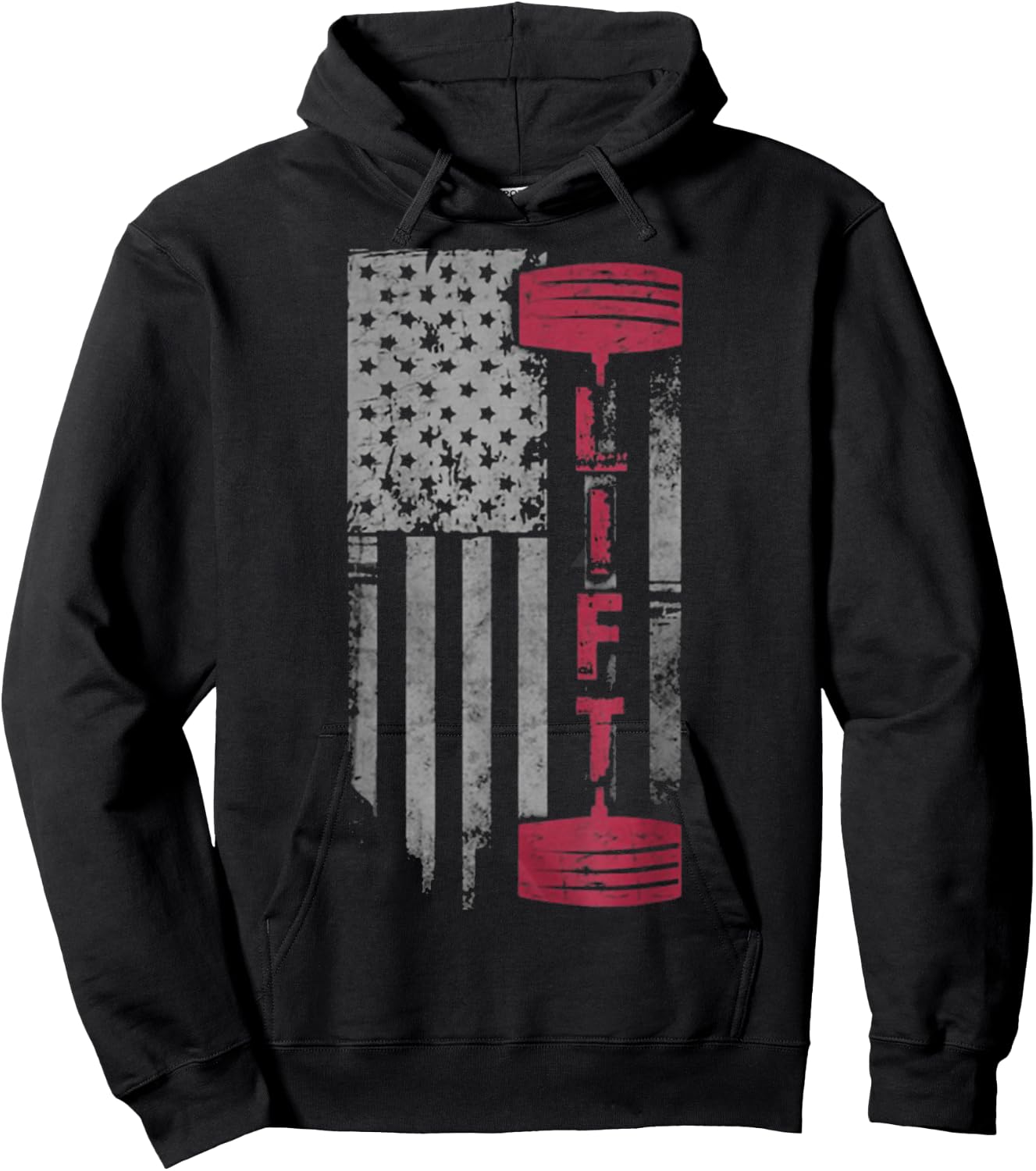 Patriotic Shirt Weight Lifting USA Flag Fitness Train Gift Women Kids Men Hoodie - Hoodie | Black
