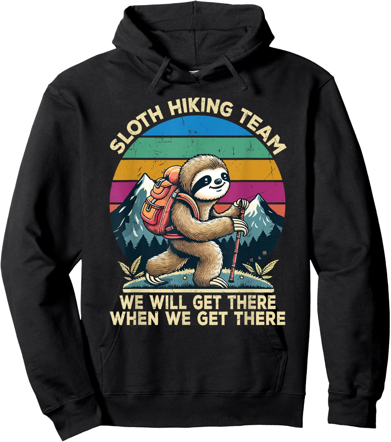 Sloth Hiking Team Hiking Gifts Men Women Kids Funny Sloth Hoodie - Hoodie | Black