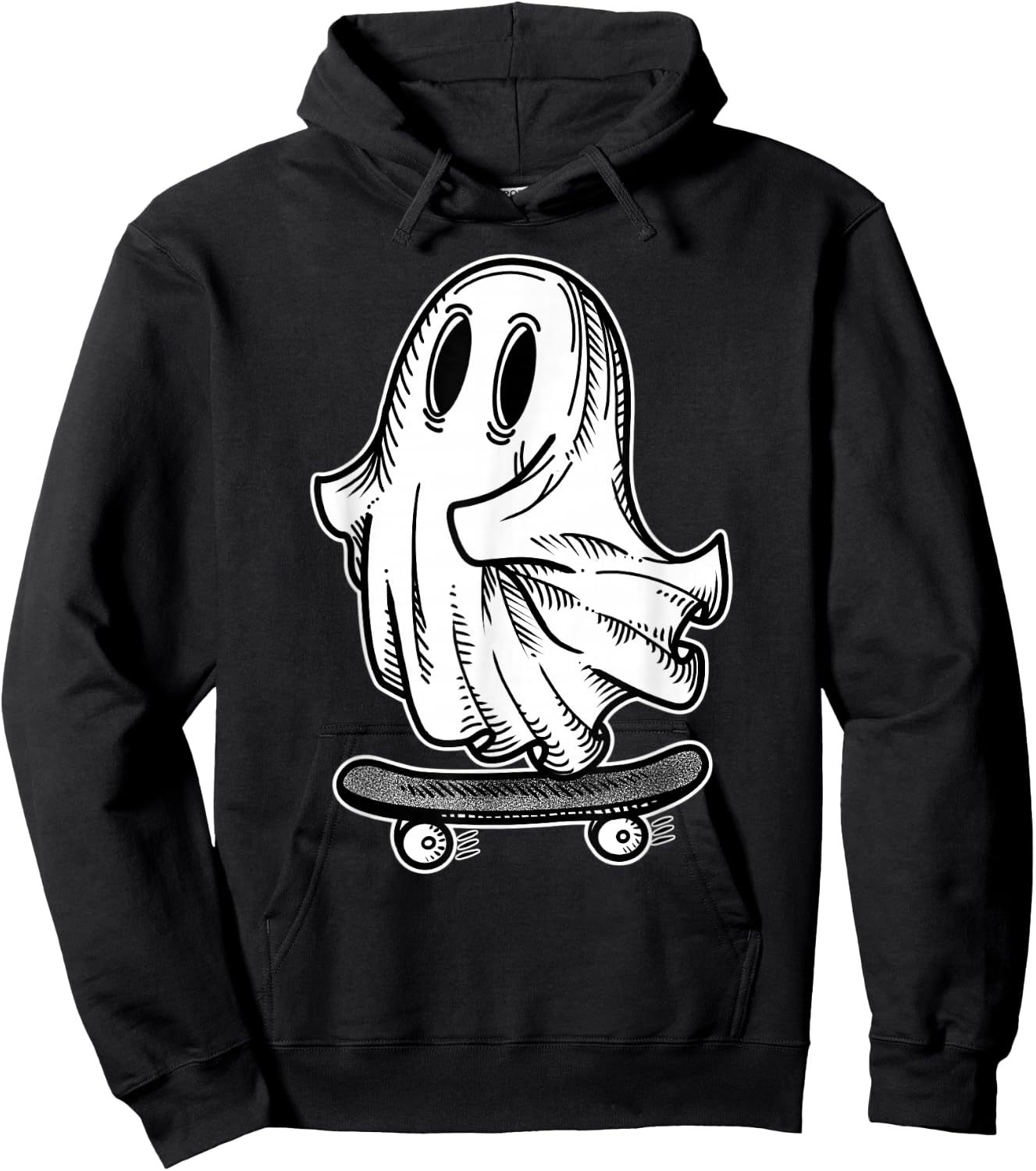 Ghost Skateboarder Blackwork Hoodie - Hoodie | Black