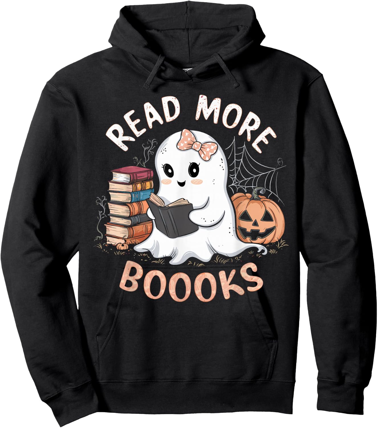Cute Books Ghost Read More Booooks Funny Teacher Halloween Hoodie - Hoodie | Black