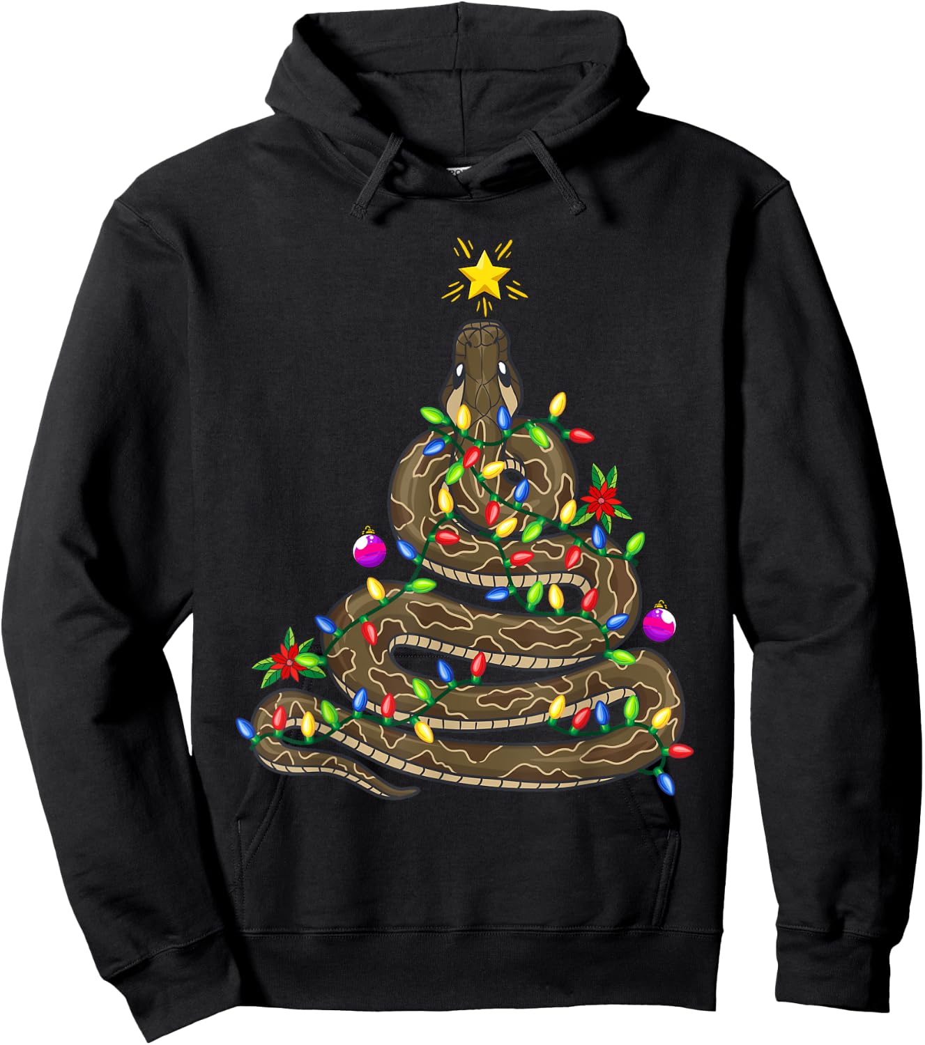 Python Christmas Tree Snake Animal Hoodie - Hoodie | Black