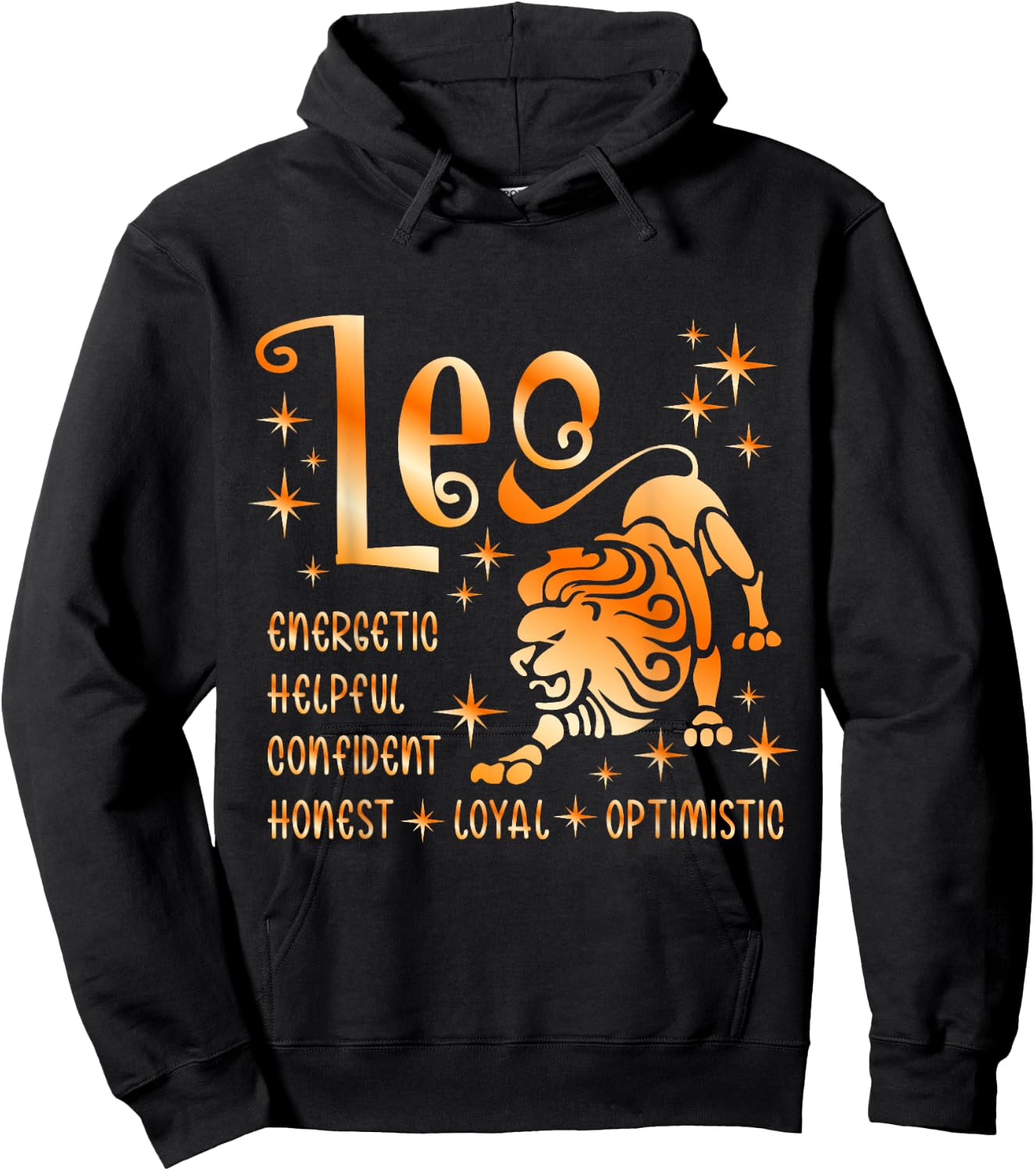 Leo Astrology Zodiac Sign Energetic, Confident, Loyal Hoodie - Hoodie | Black