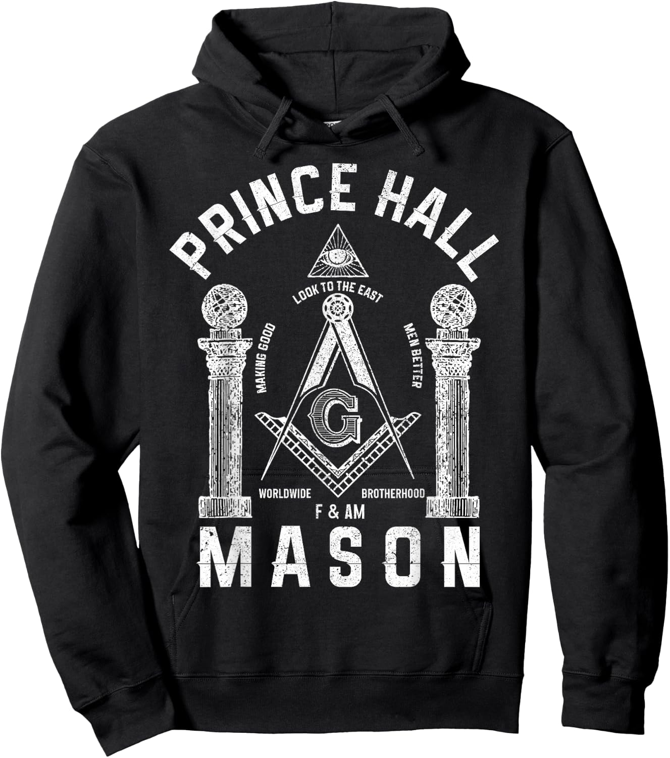Prince Hall Mason Masonic Square & Compass Freemason Shriner Hoodie - Hoodie | Black