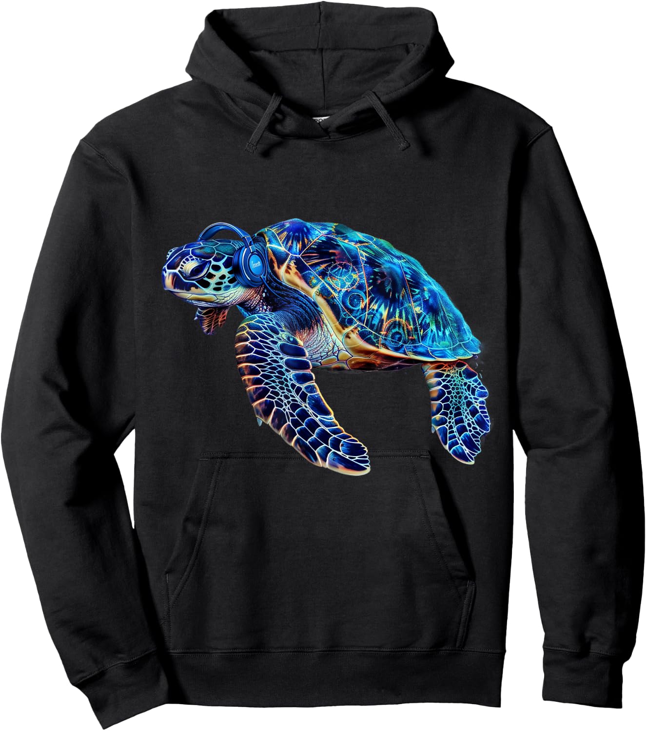 Cool Sea Turtle Animal Lover Beach Hawaiian Headphone Ocean Hoodie - Hoodie | Black
