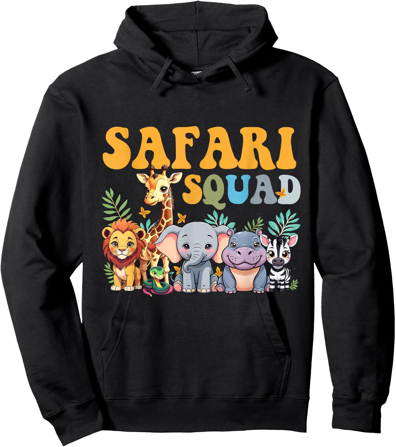 Safari Squad Zoo Jungle Animal Birthday Family Matching Hoodie - Hoodie | Black