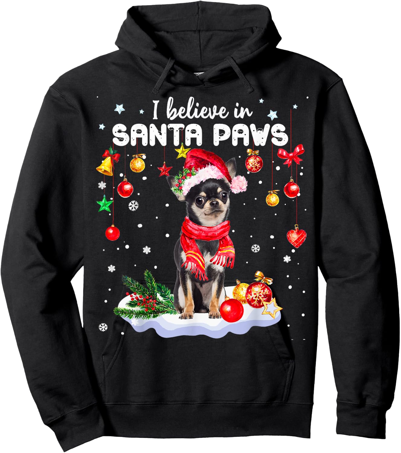 I Believe In Santa Paws Chihuahua Cute Christmas Gift Hoodie - Hoodie | Black