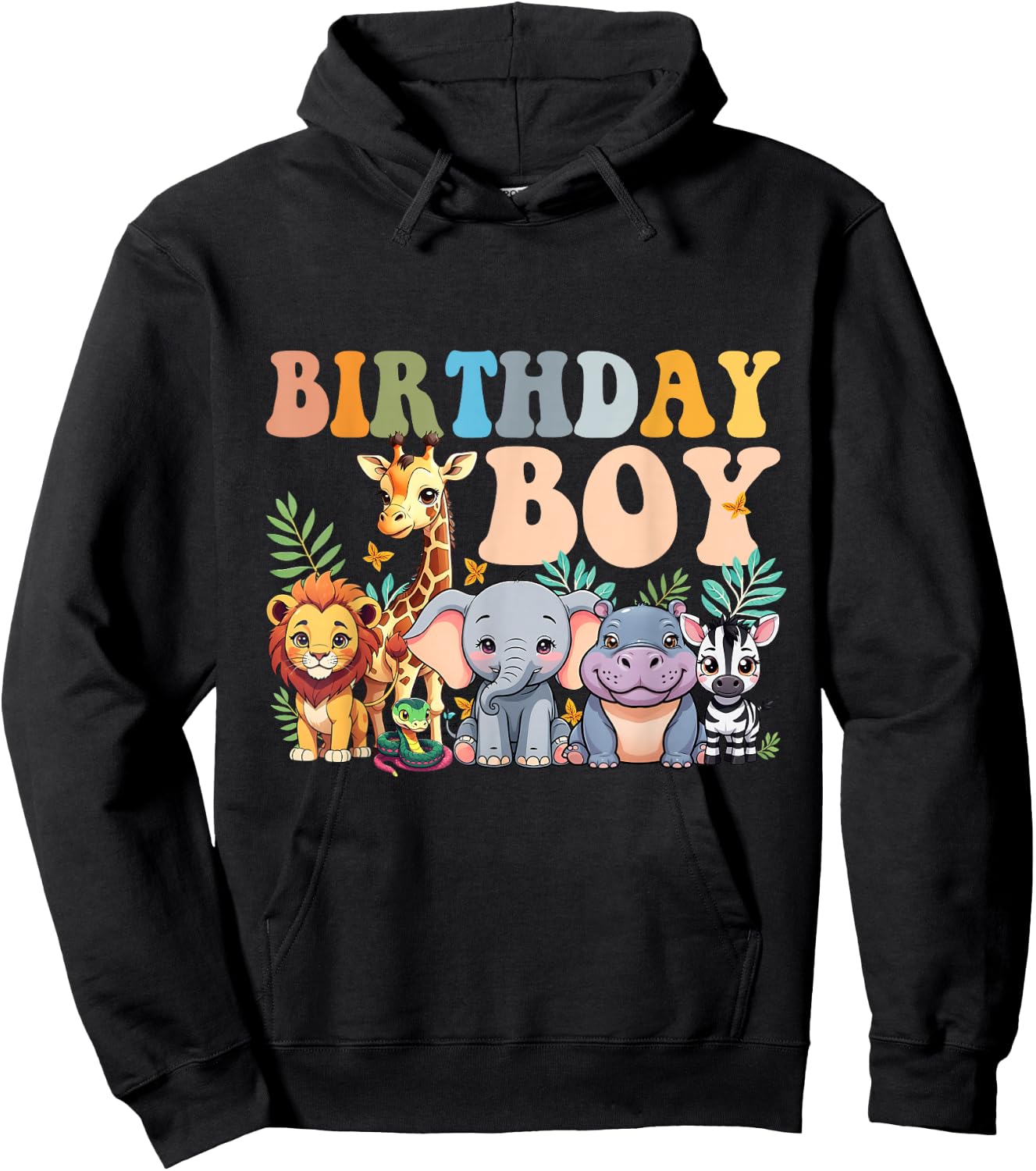 Birthday Boy Kids Safari Squad Zoo Jungle Animal Toddler Hoodie - Hoodie | Black