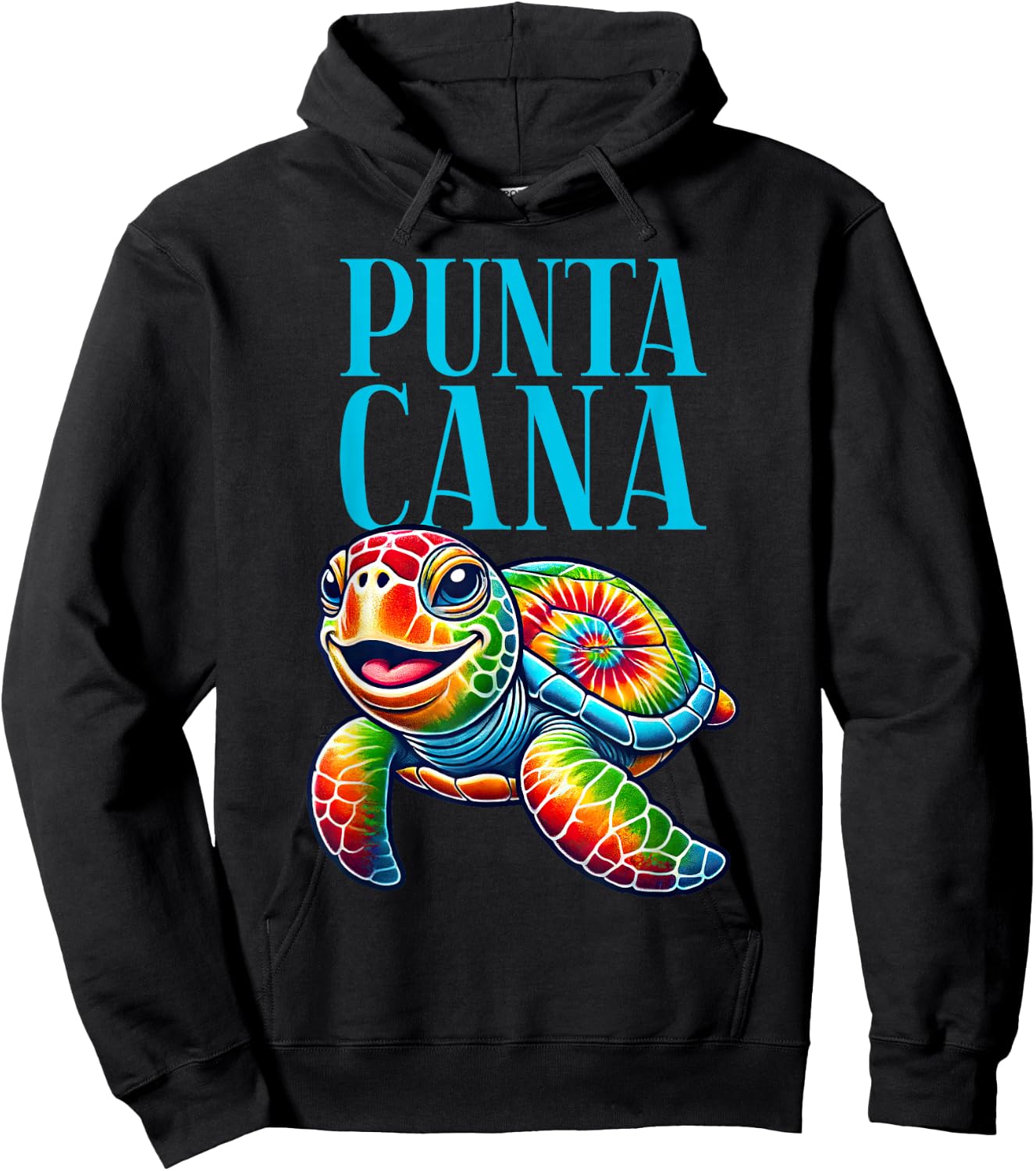 Punta Cana Smiling Tie Dye Sea Turtle Hoodie - Hoodie | Black