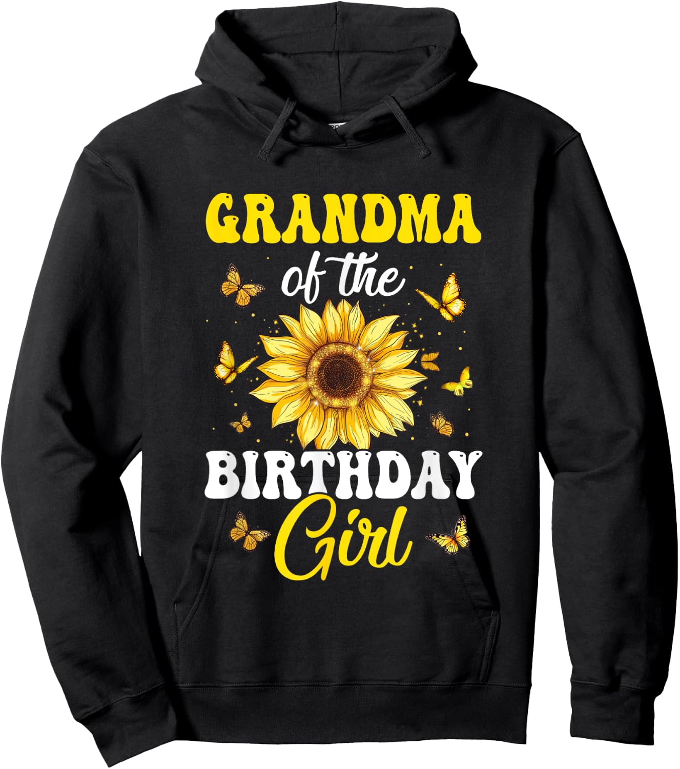 Grandma Of The Birthday Girl Sunflower Party Family Matching Hoodie - Hoodie | Black