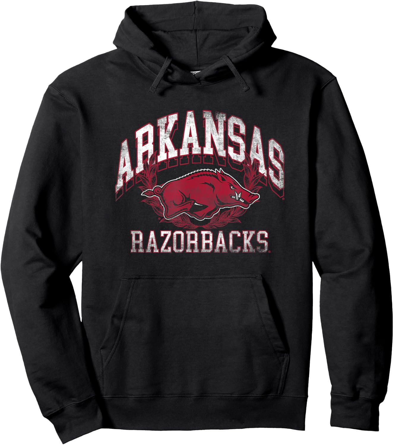 University of Arkansas Razorbacks Distressed Laurels Hoodie - Hoodie | Black