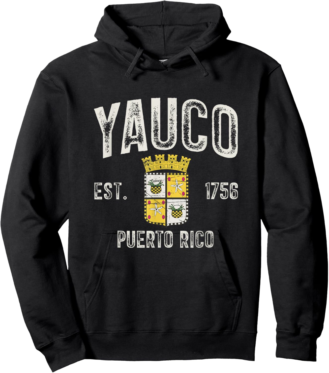 Yauco City In Puerto Rico Est 1756, Yauco Armorial Hoodie - Hoodie | Black
