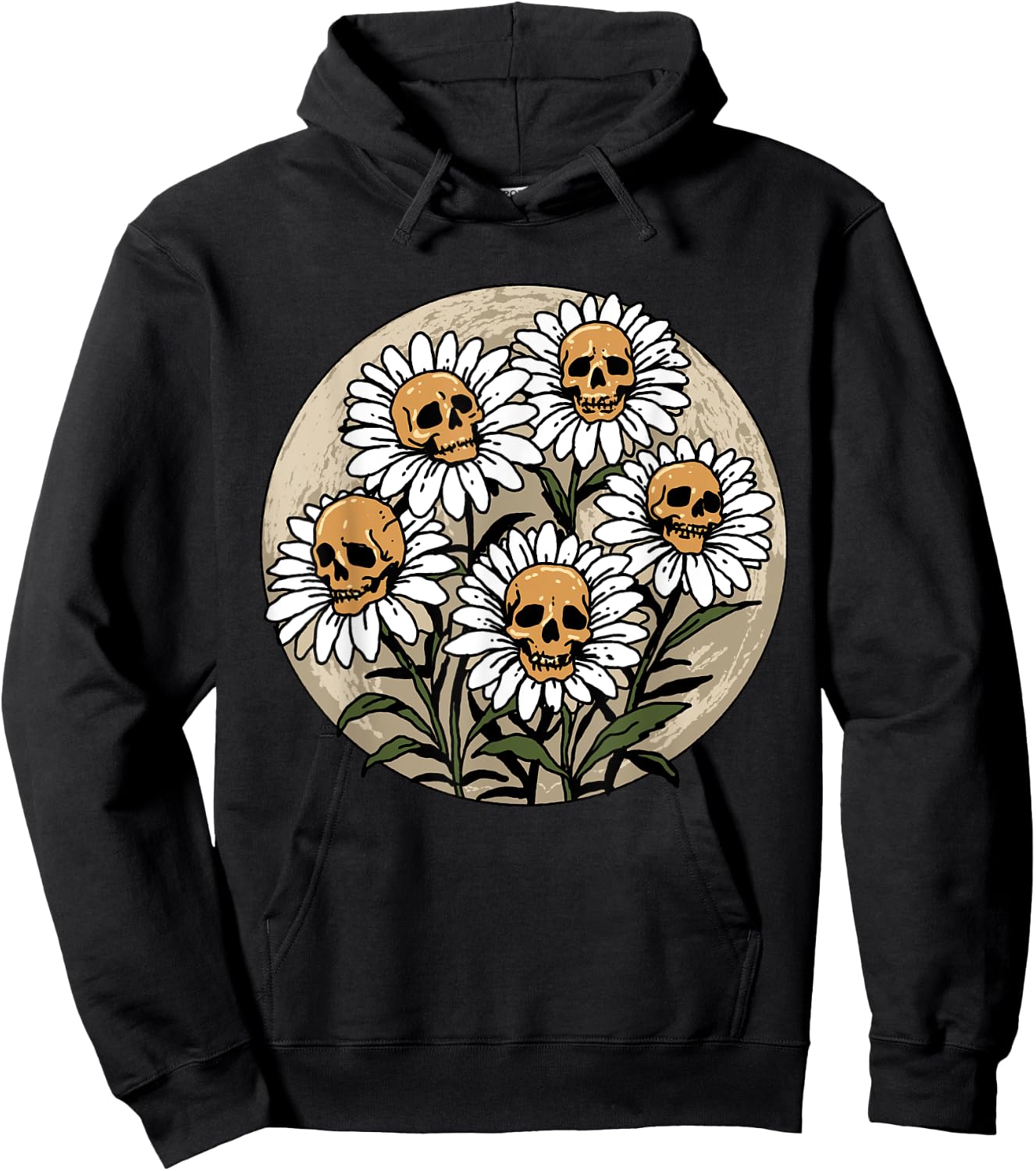 Skull Shirt Spooky Daisy Flower Creepy Skull Daisies Hoodie - Hoodie | Black