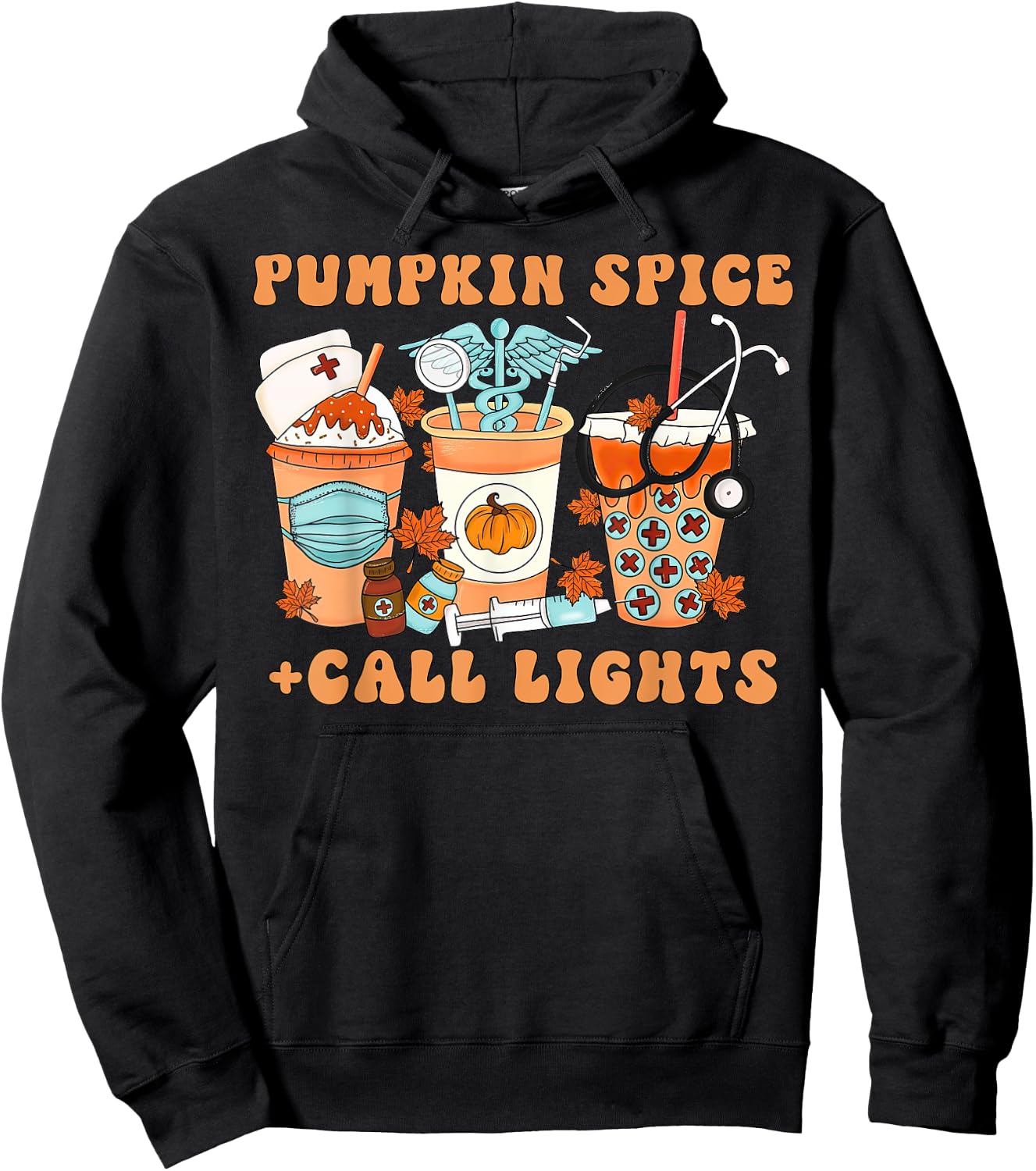 Halloween Pumpkin Spice Call Lights Patient Care Technician Hoodie - Hoodie | Black