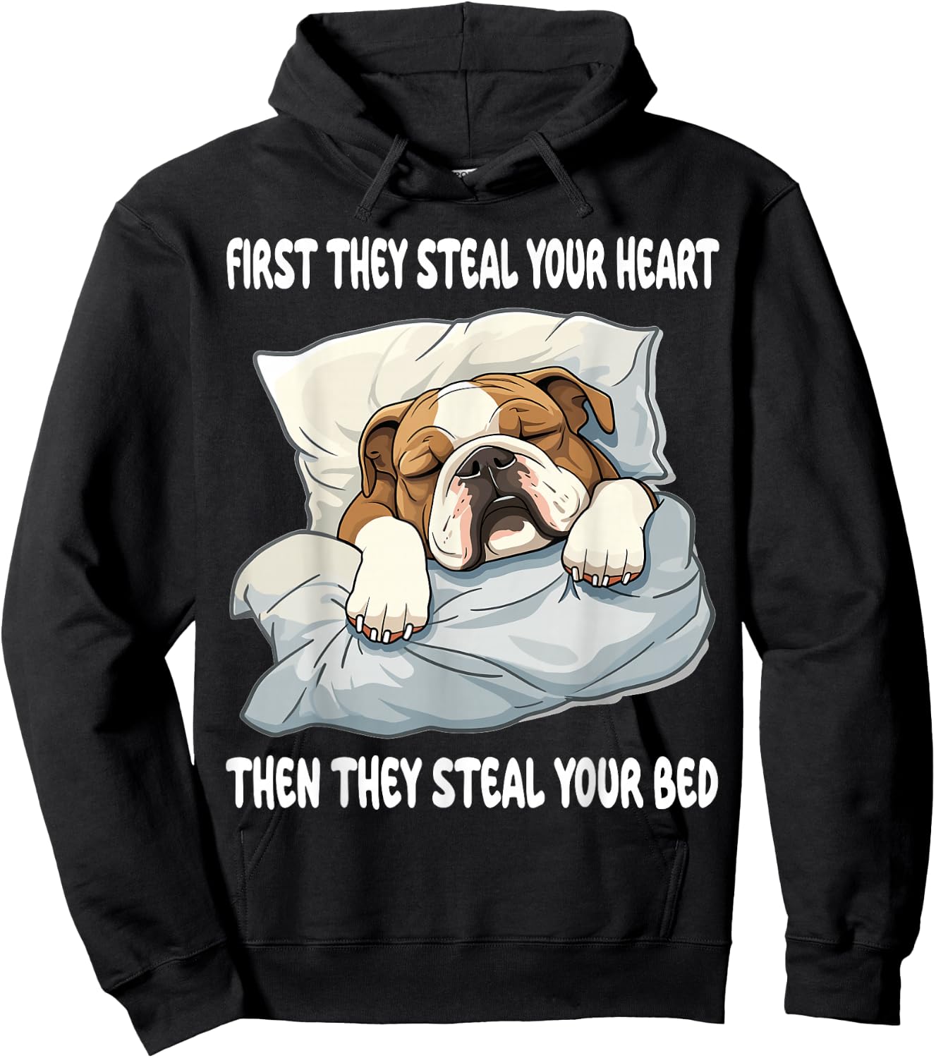 English Bulldog Sleeping Pajamas Nightgown Hoodie - Hoodie | Black