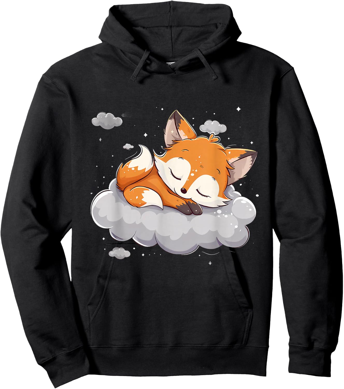 Sleeping Fox Cloud Napping Sleepy Animal Cute Fox Sleeping Hoodie - Hoodie | Black
