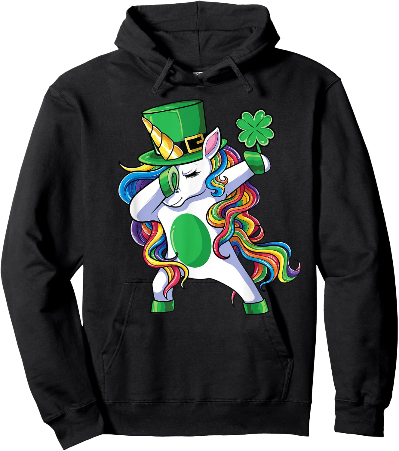 St Patrick's Day Unicorn Shirt Girls Lepricorn Hoodie - Hoodie | Black