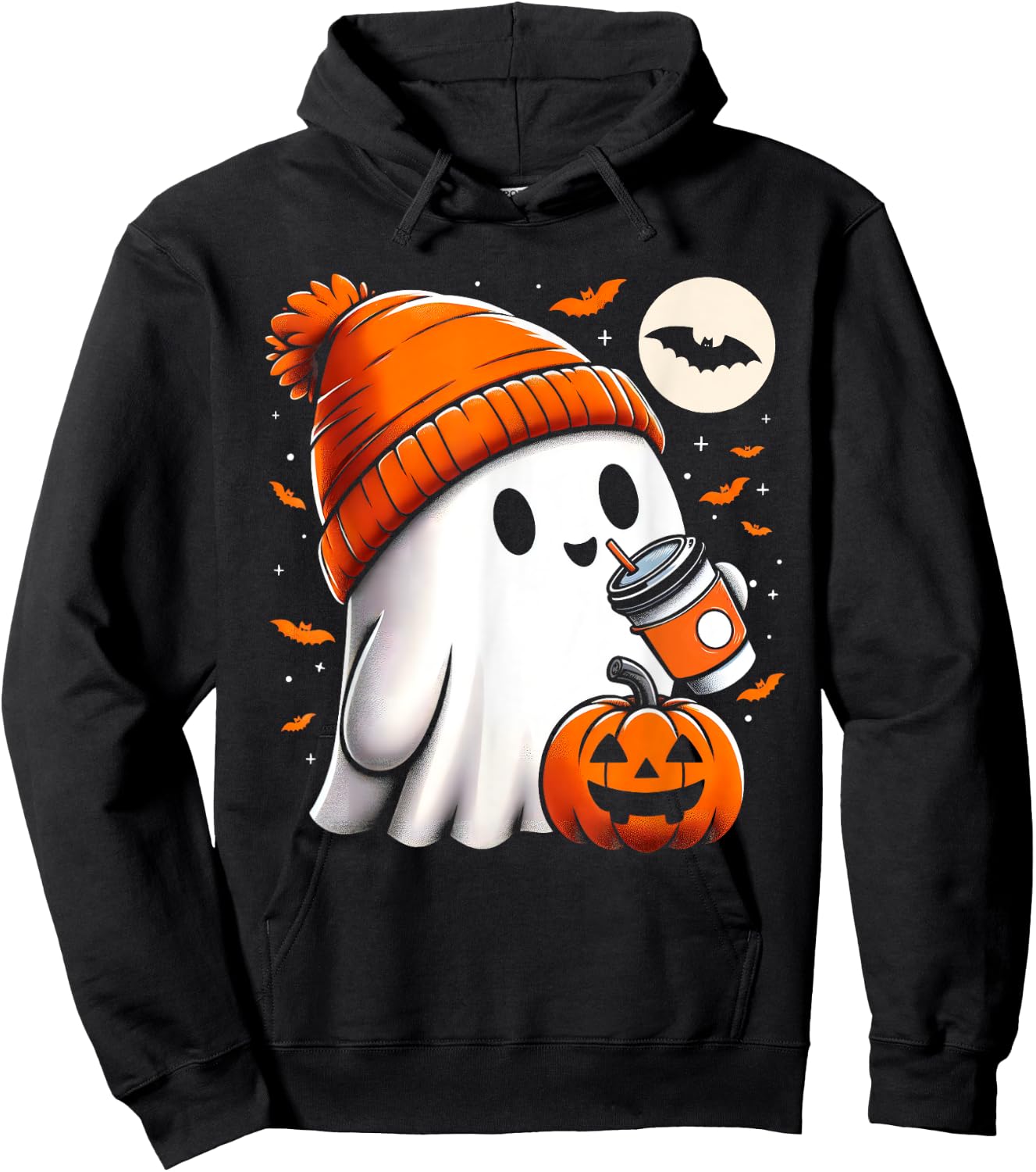 Halloween Shirts Ghost Drinking Coffee Halloween Hoodie - Hoodie | Black