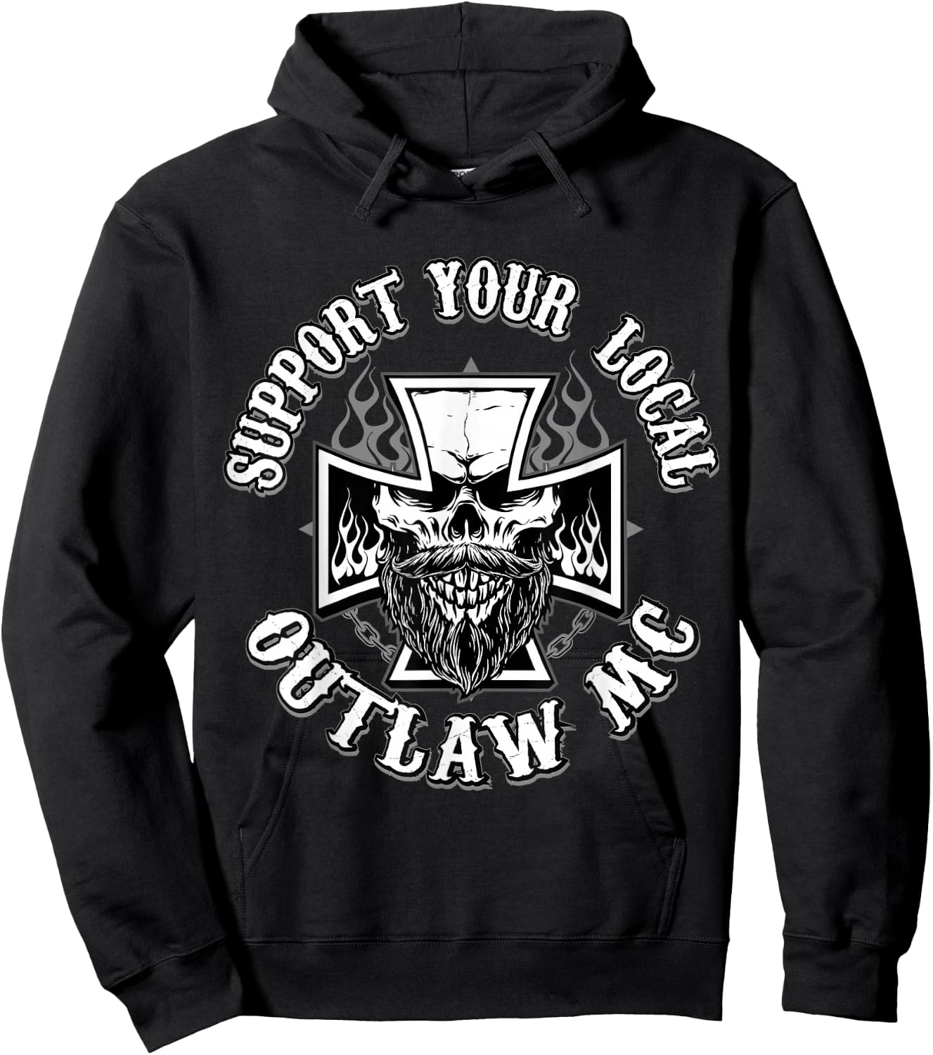 RomperGraphics Men's Support Your Local Outlaw 03 Black , Small Hoodie - Hoodie | Black