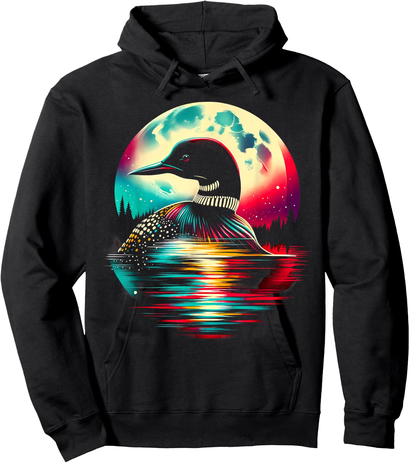 Colorful Loon Bird Spirit Animal Cool Illustration Hoodie - Hoodie | Black