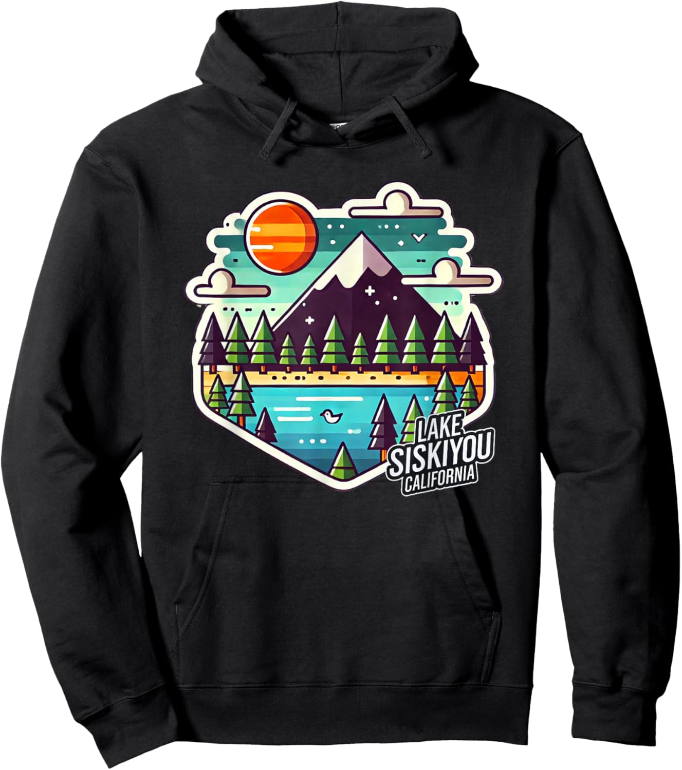 Lake Siskiyou Northern California Mt. Shasta Digital Pixel Hoodie - Hoodie | Black