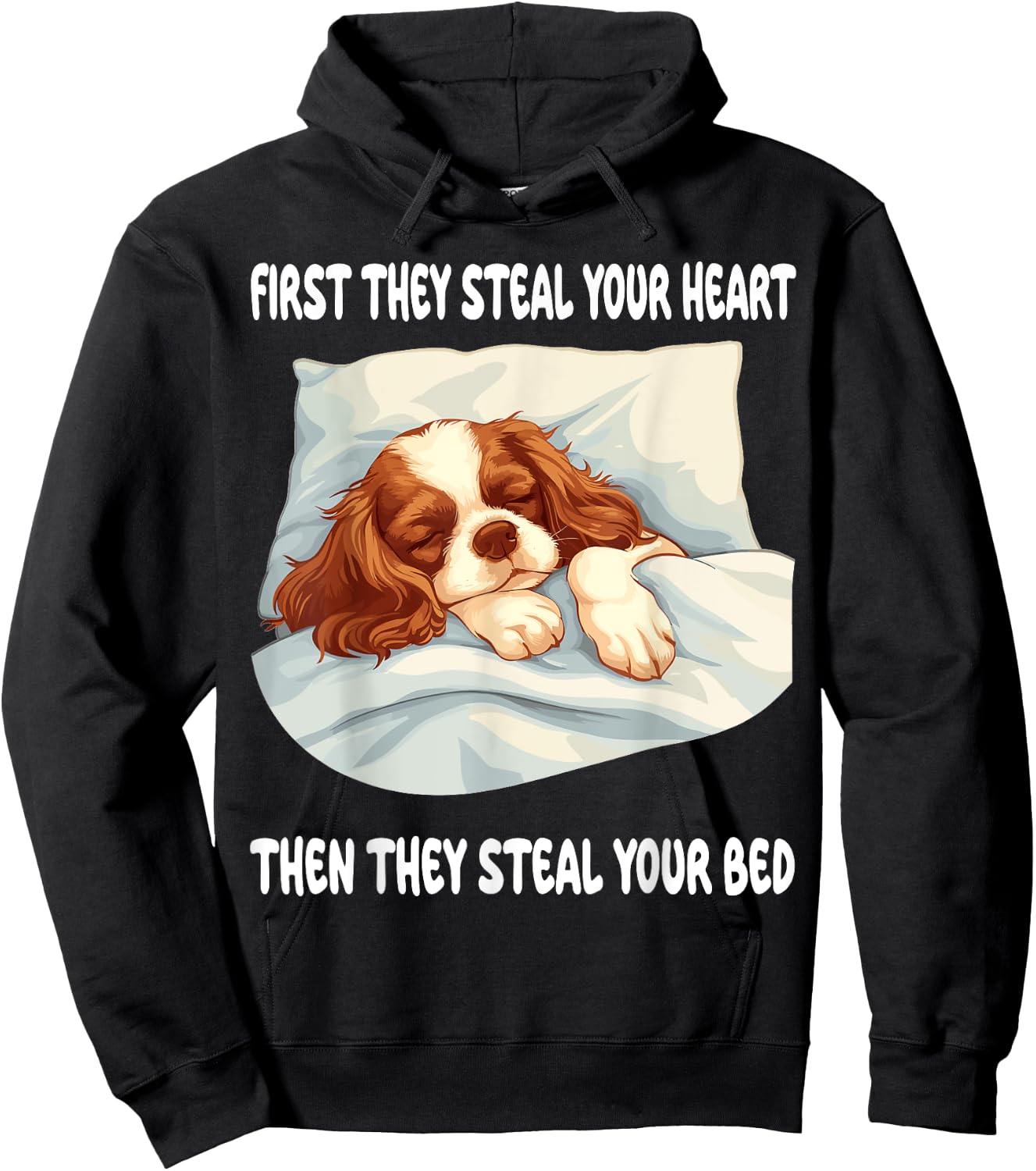 Cavalier King Charles Spaniel Sleeping Pajamas Nightgown Hoodie - Hoodie | Black