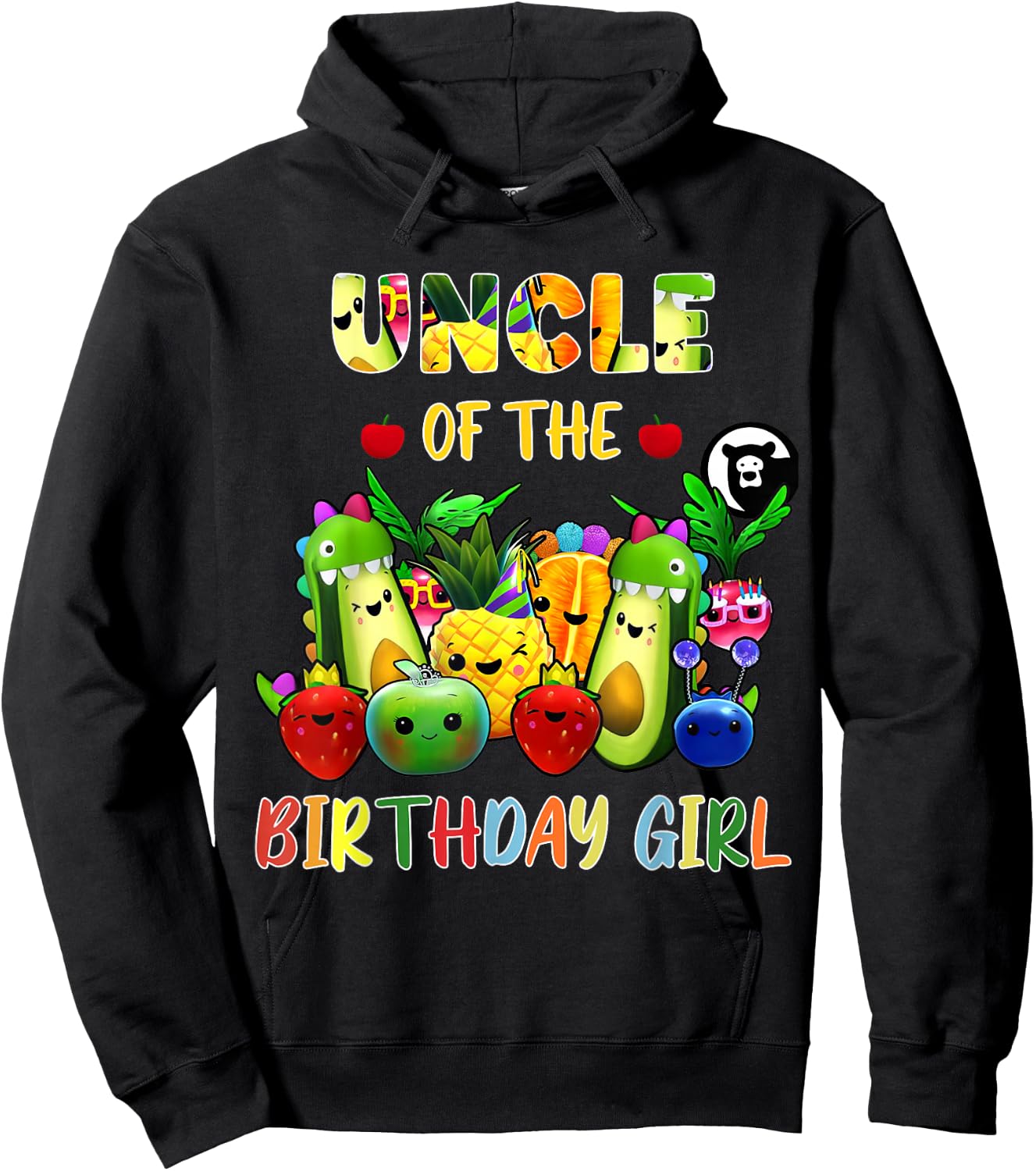 Uncle Of The Birthday Girl Family Fruit Birthday Hey Bear Hoodie - Hoodie | Black