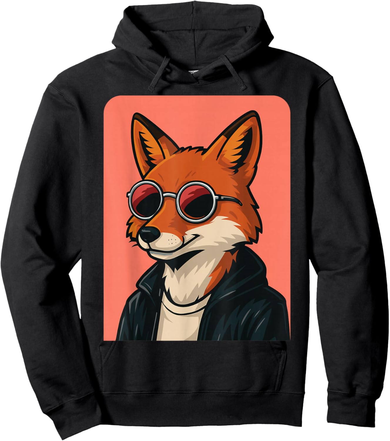 Fox Wearing Sunglasses Men Women Graphic Fox Hoodie - Hoodie | Black