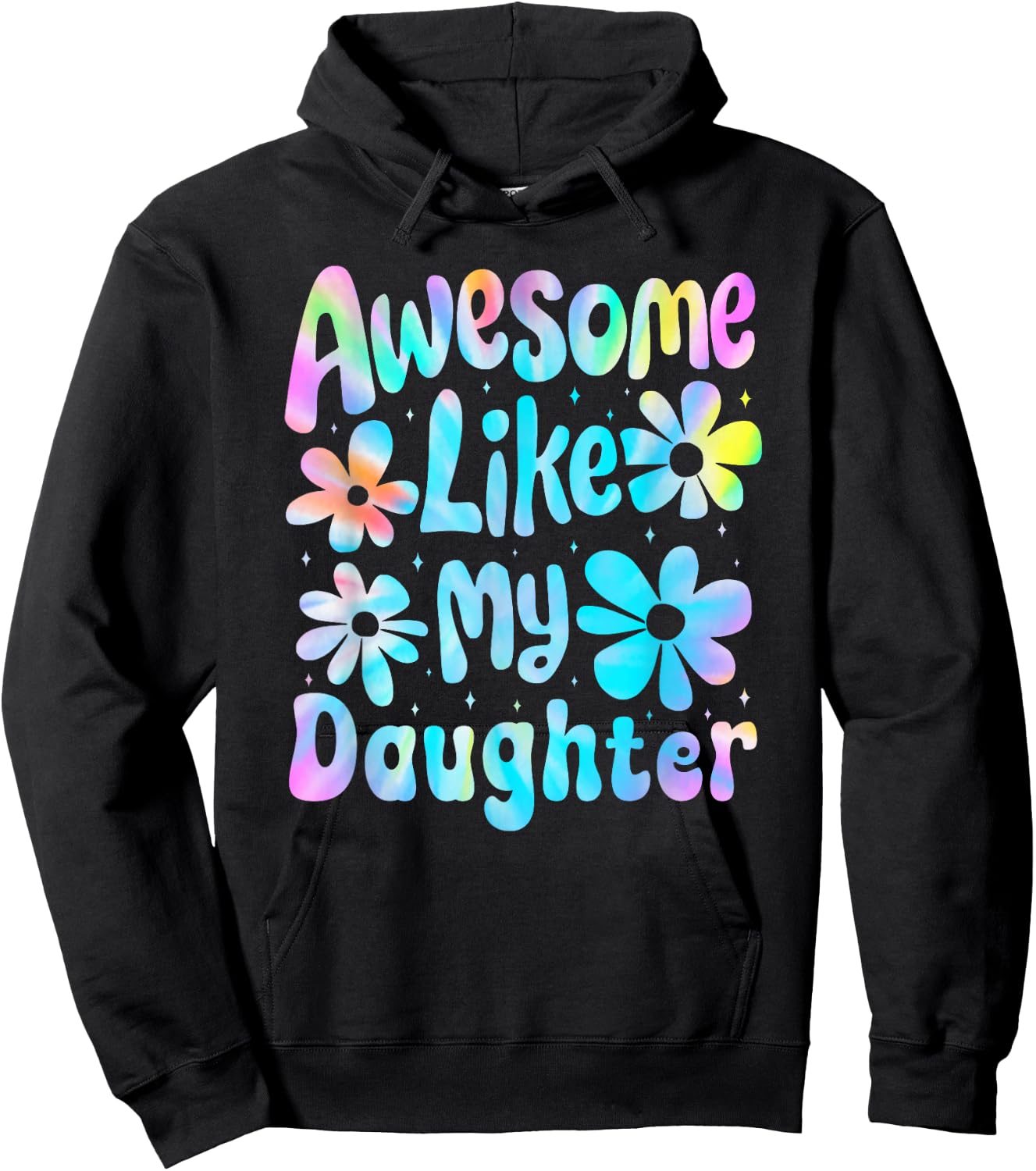 Awesome Like My Daughter Mommy Groovy Graphic Mother's Day Hoodie - Hoodie | Black